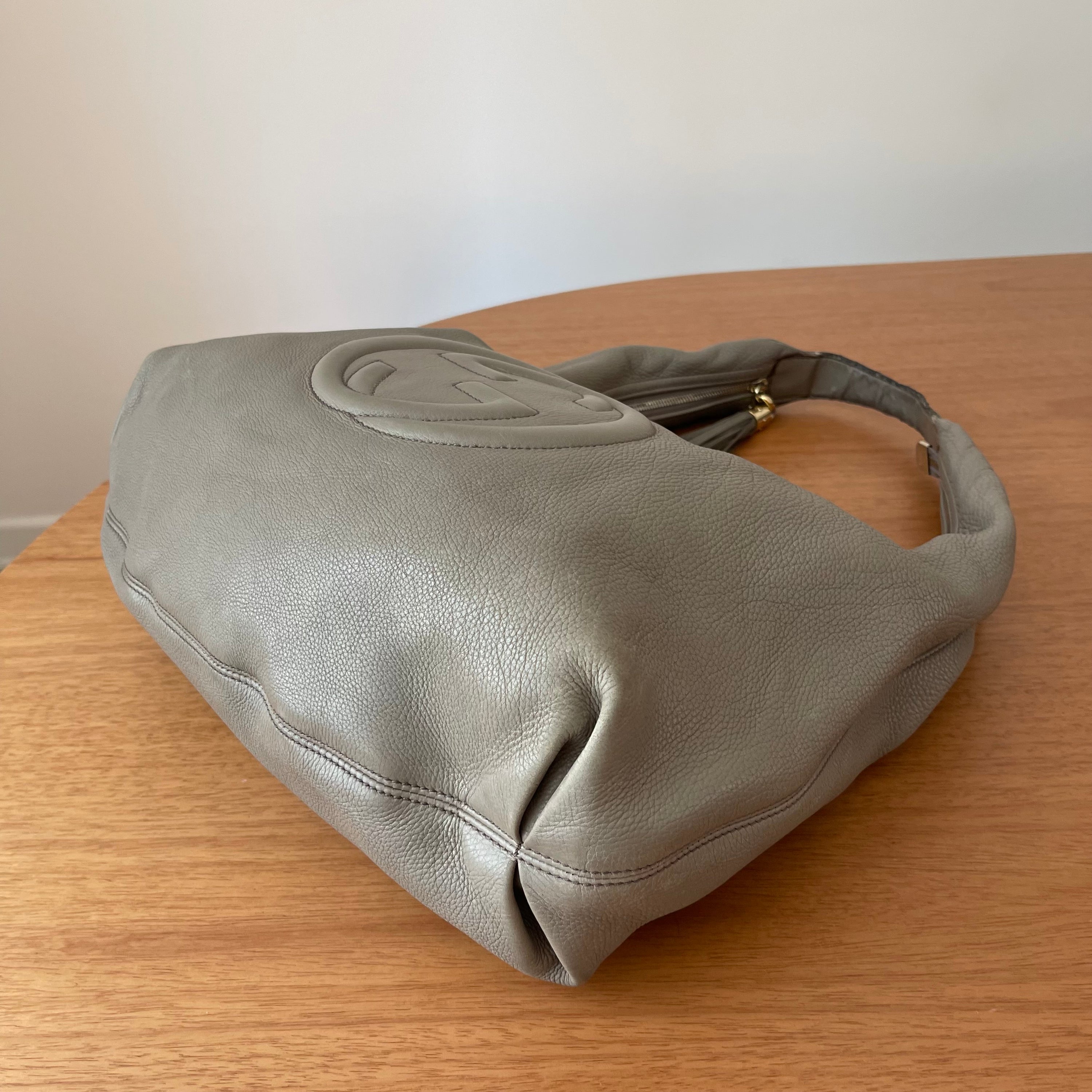 Gucci Soho Hobo Grey Leather Shoulder Bag