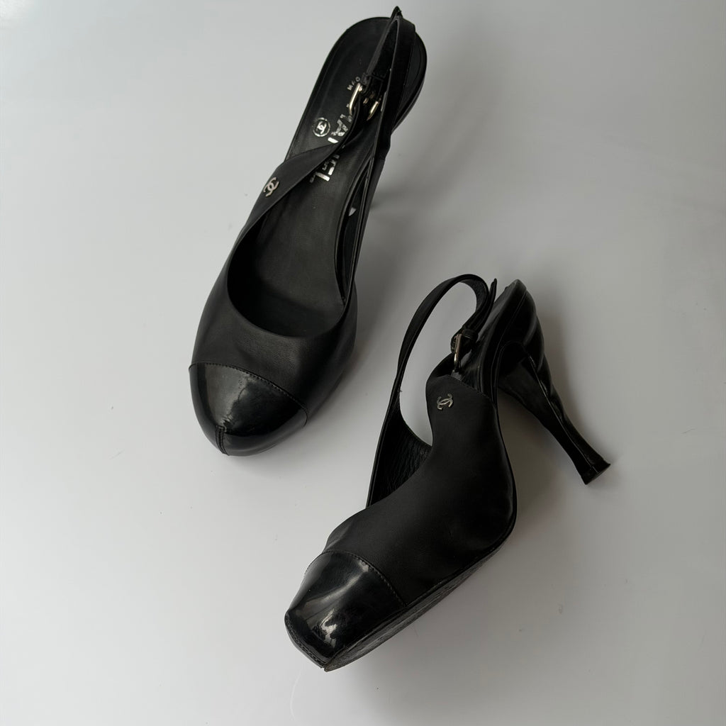 Chanel Leather Slingback Pumps