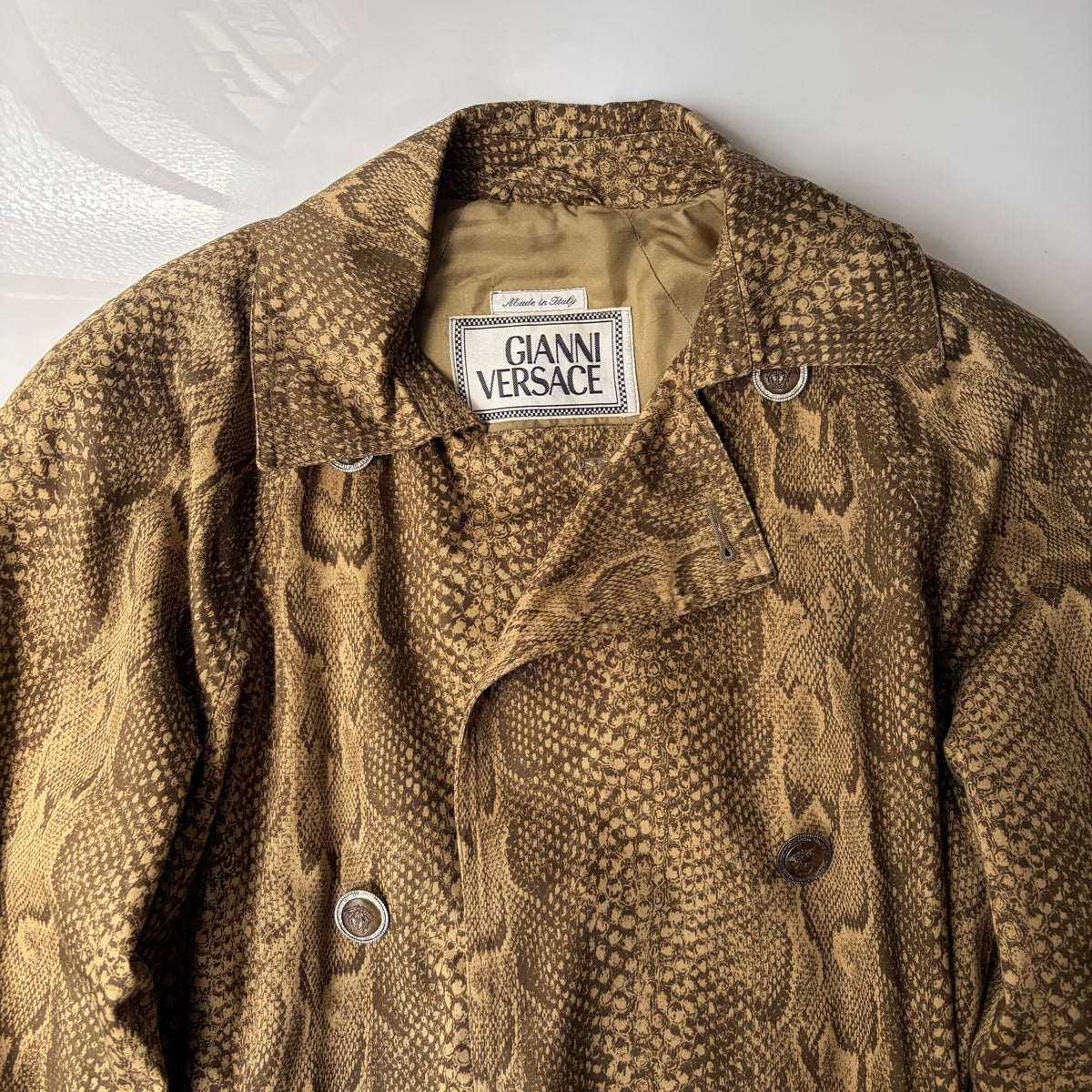 Gianni Versace 90s Brown Snakeskin-pattern Coat