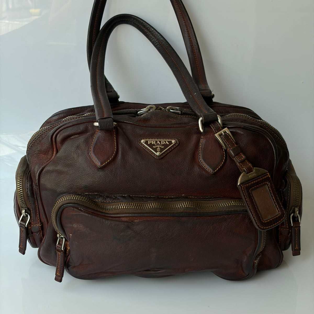 Prada Washed Bauletto Bag