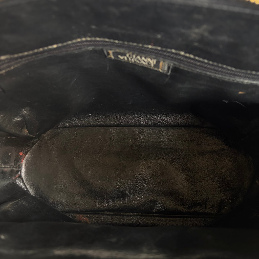 Gianni Versace 90s Crocodile-Embossed Top Handle Bag