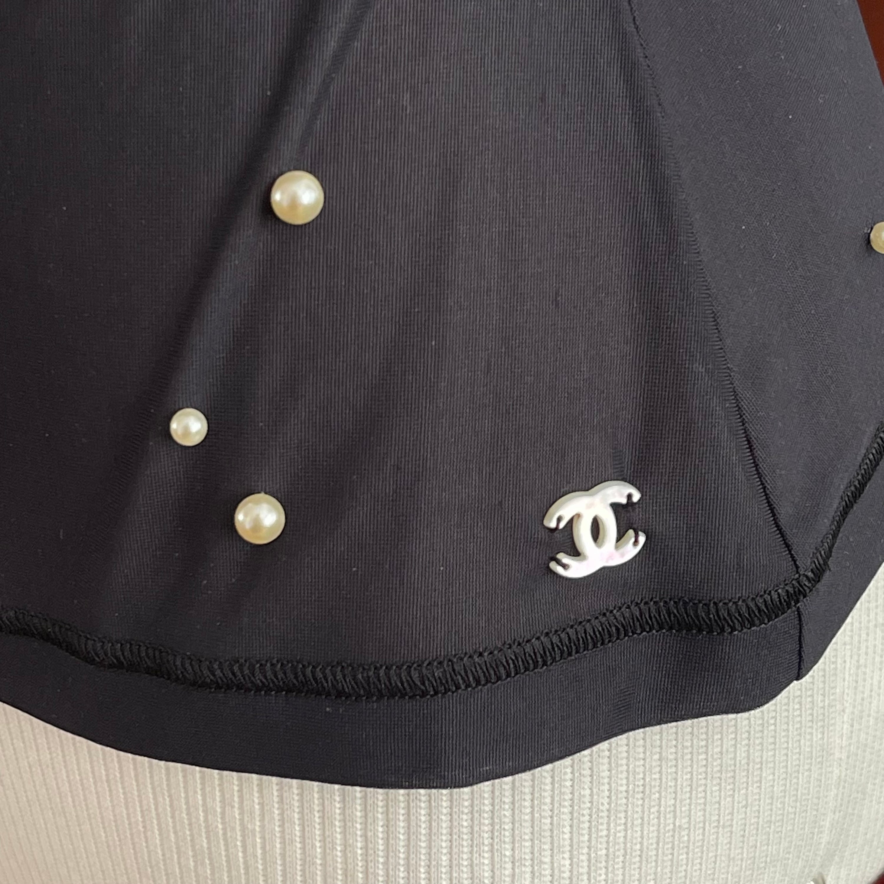 Chanel Black Pearl Embellished Tank Top