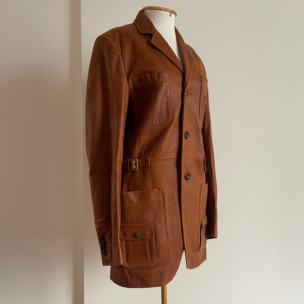 Dolce & Gabbana Double Breasted Calf Leather Coat