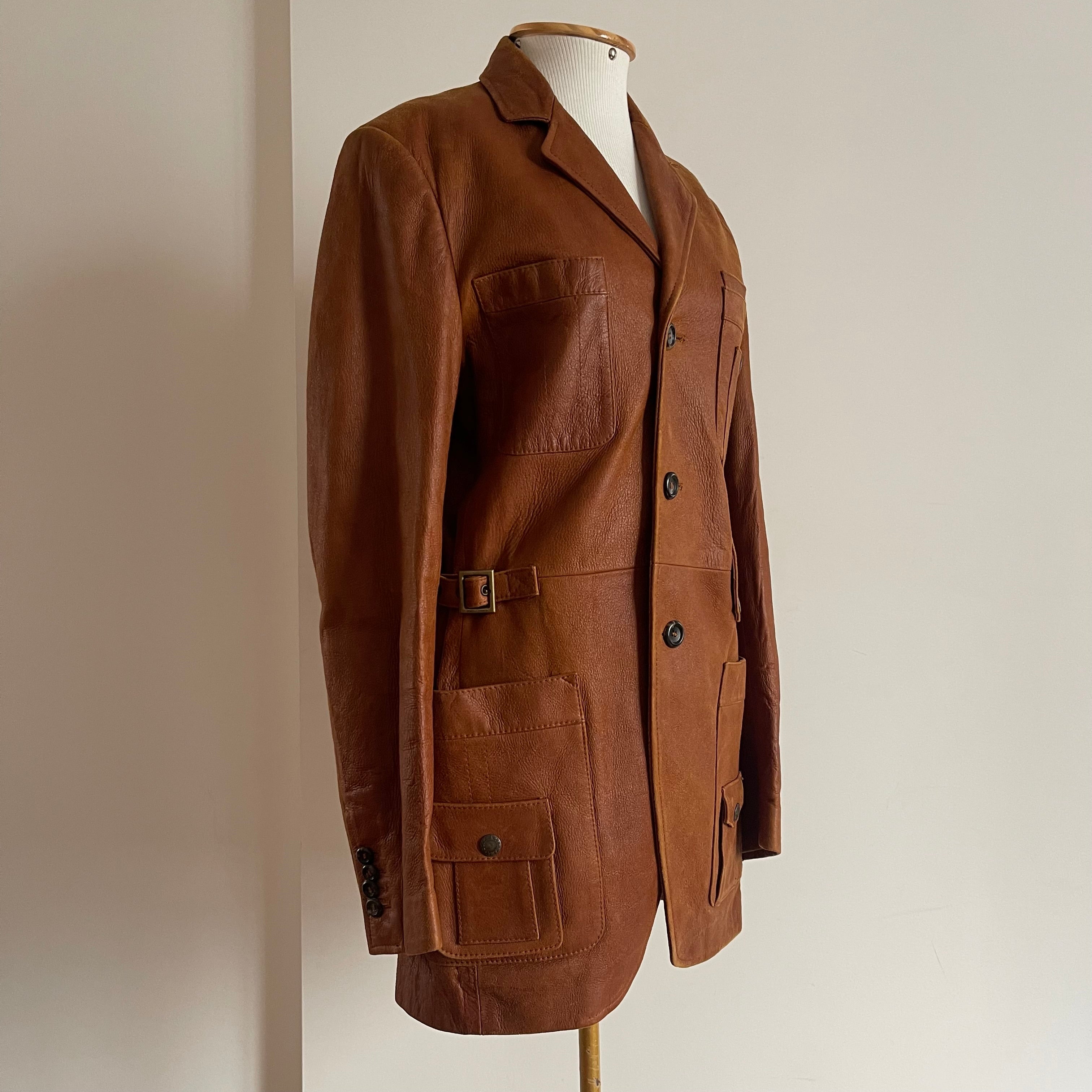 Dolce & Gabbana Double Breasted Calf Leather Coat