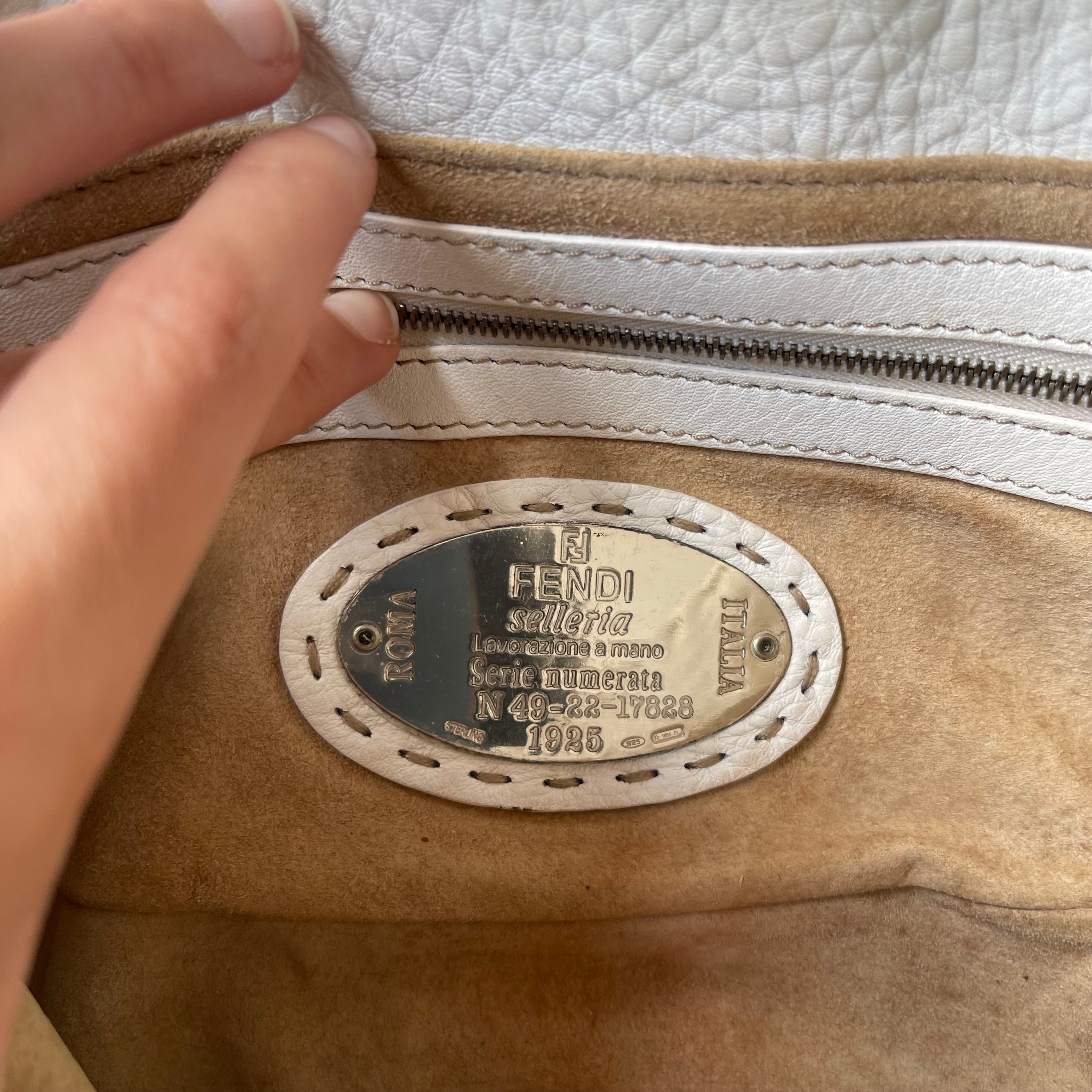Fendi Selleria White Leather Baguette