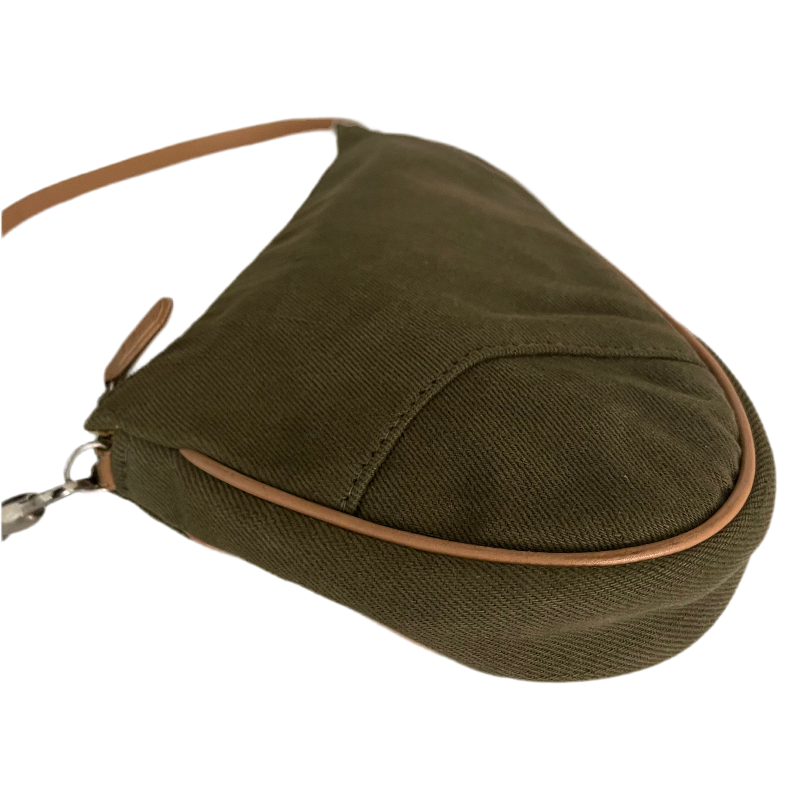 Christian Dior Green Denim Mini Saddle Bag