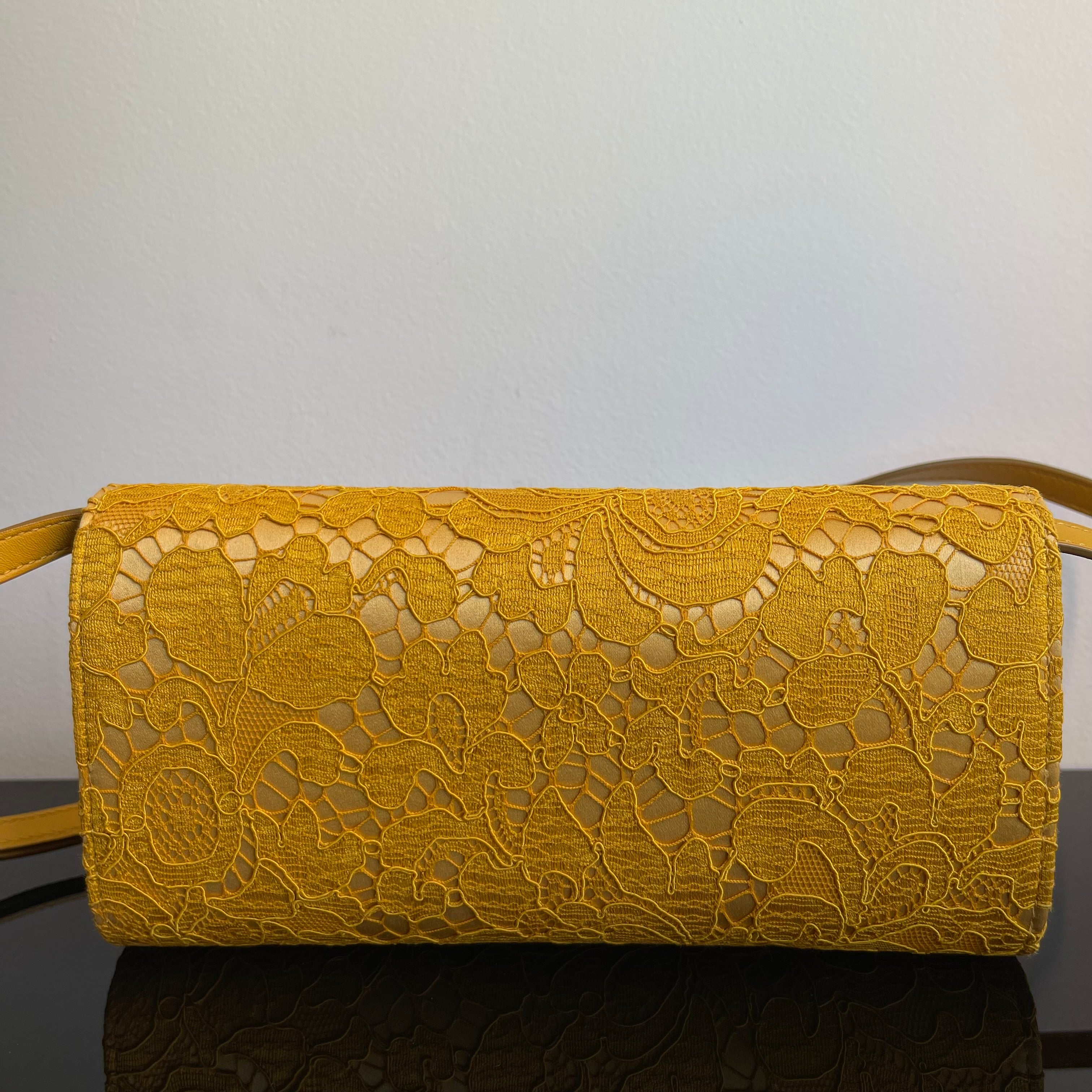 Dolce & Gabbana Yellow Lace and Satin Sicily Flap Bag