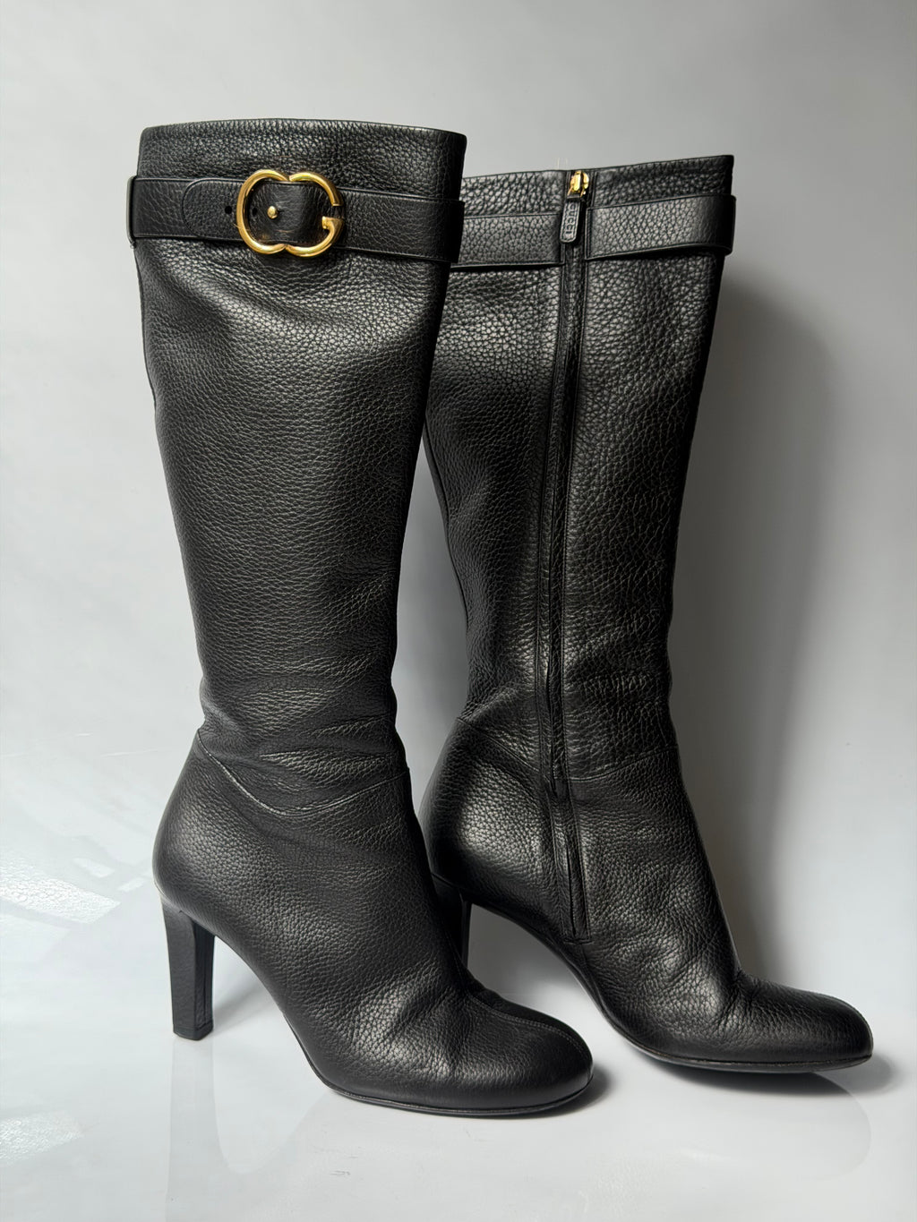 Gucci Double G Logo Leather Boots