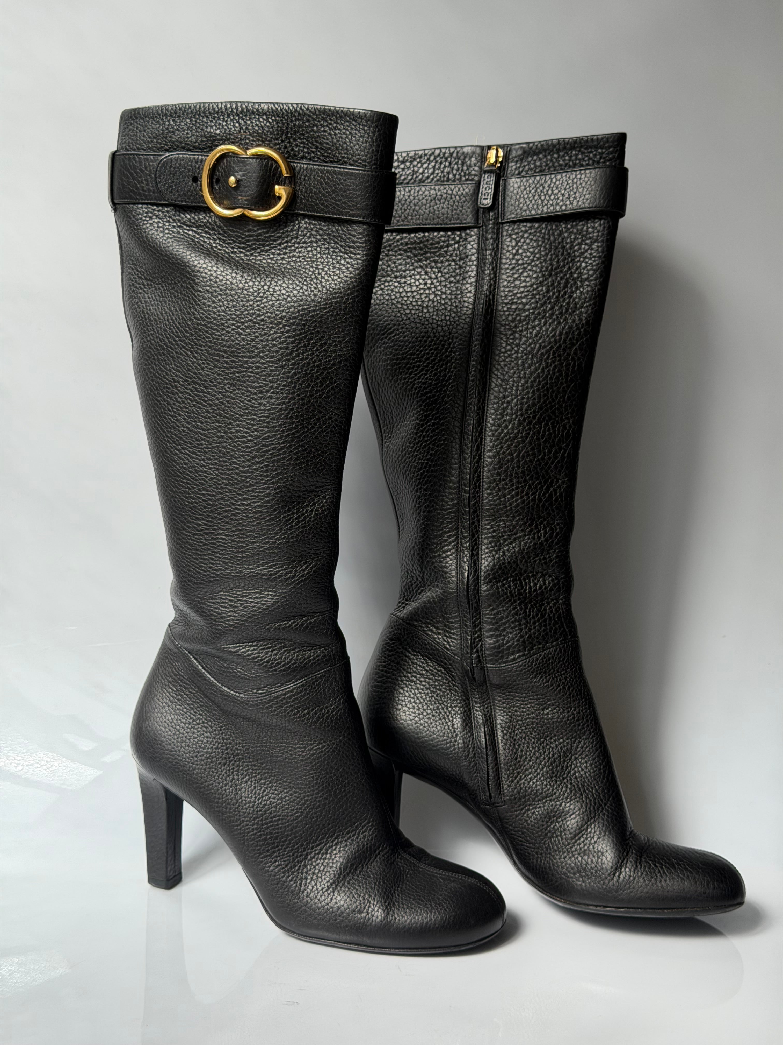 Gucci Double G Logo Leather Boots