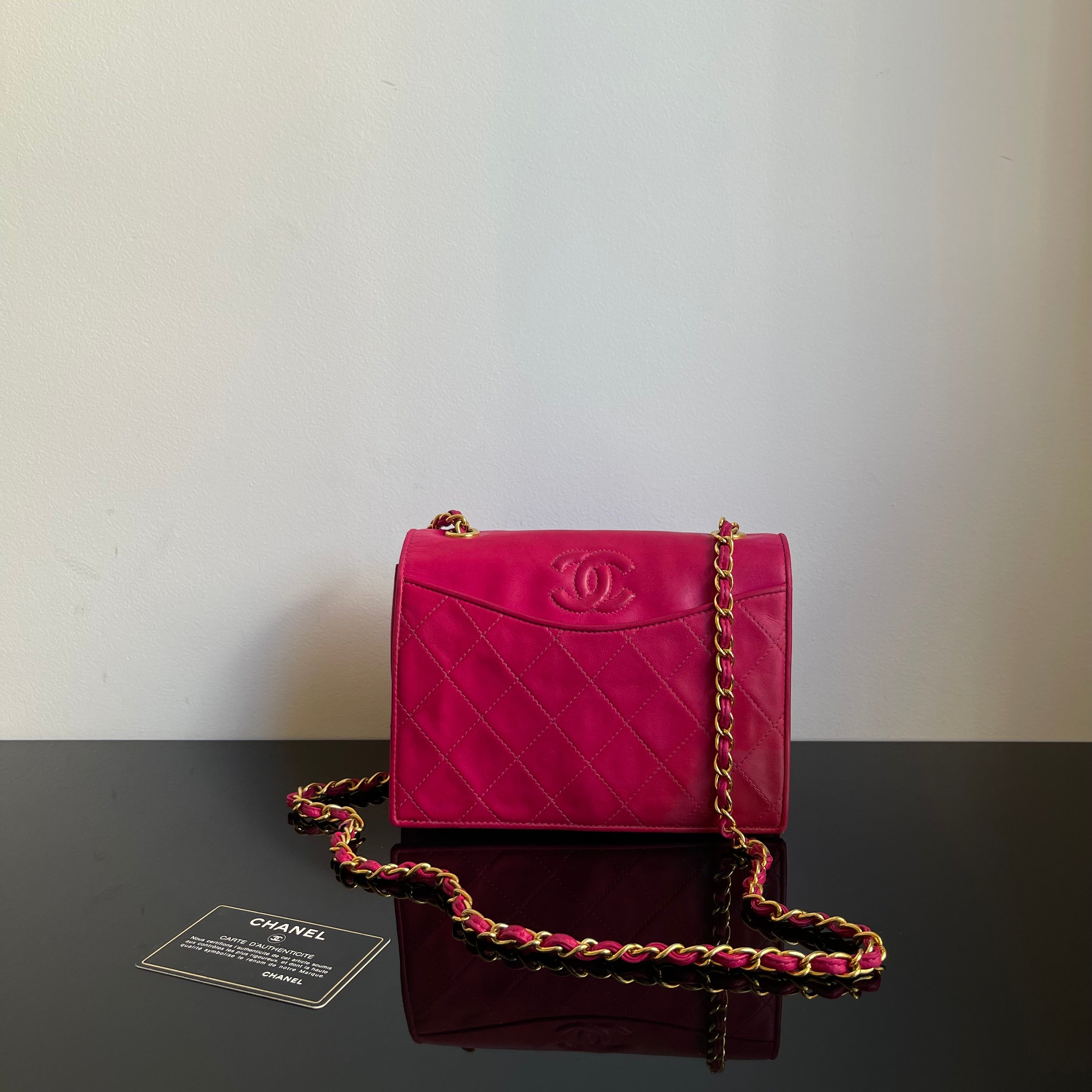 Chanel Pink Lambskin 1986-88 Vintage Flapbag