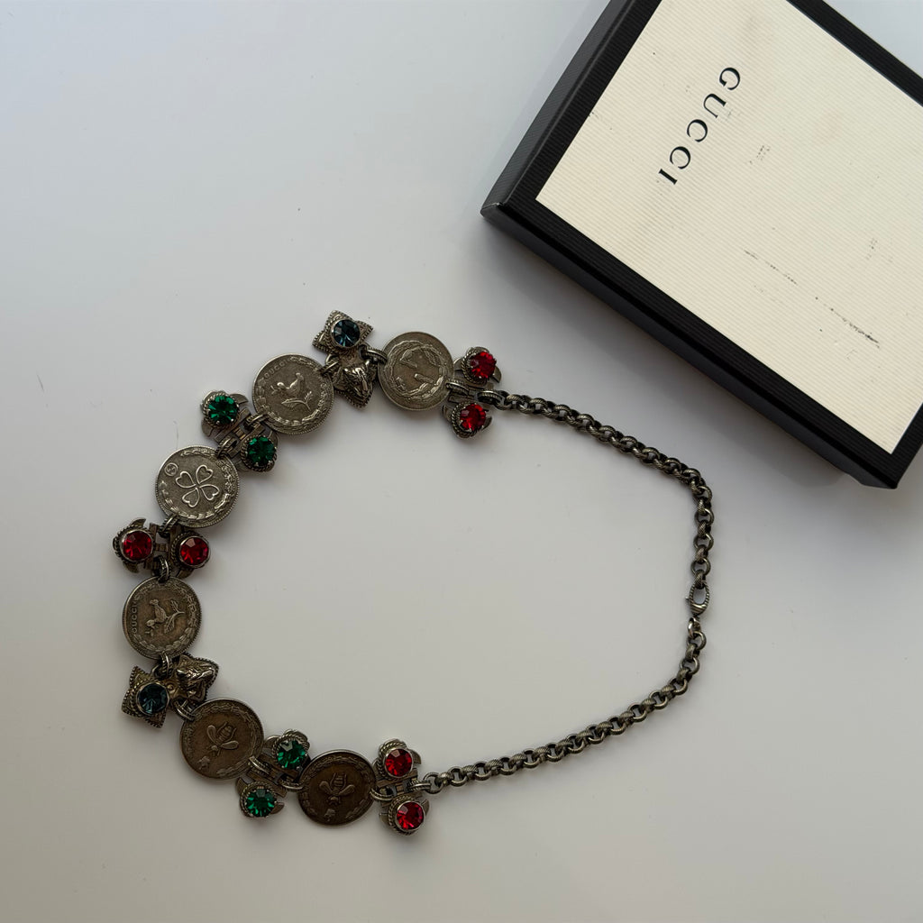 Gucci Crystal & Coin Statement Necklace