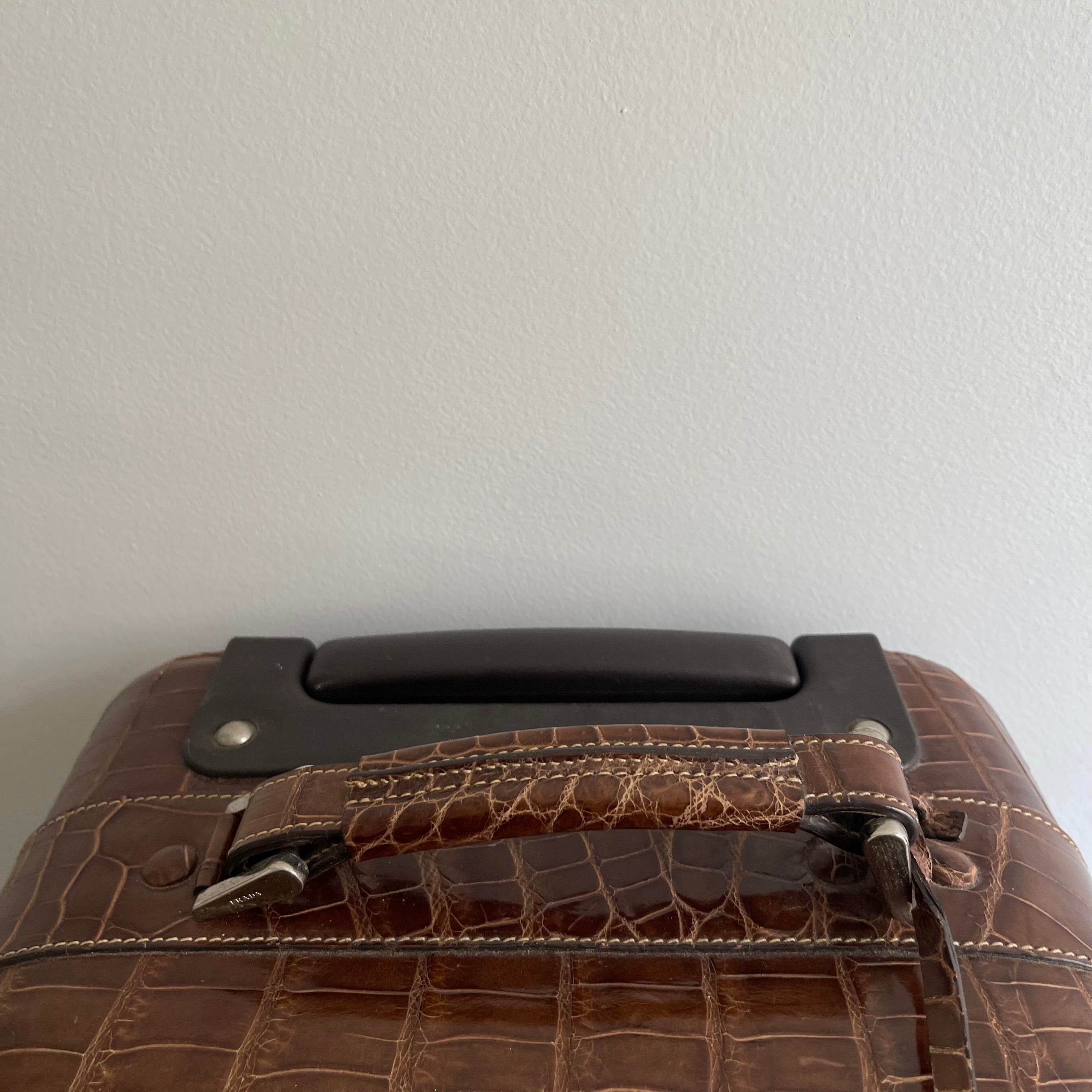Prada Crocodile Leather Trolley Travel Bag