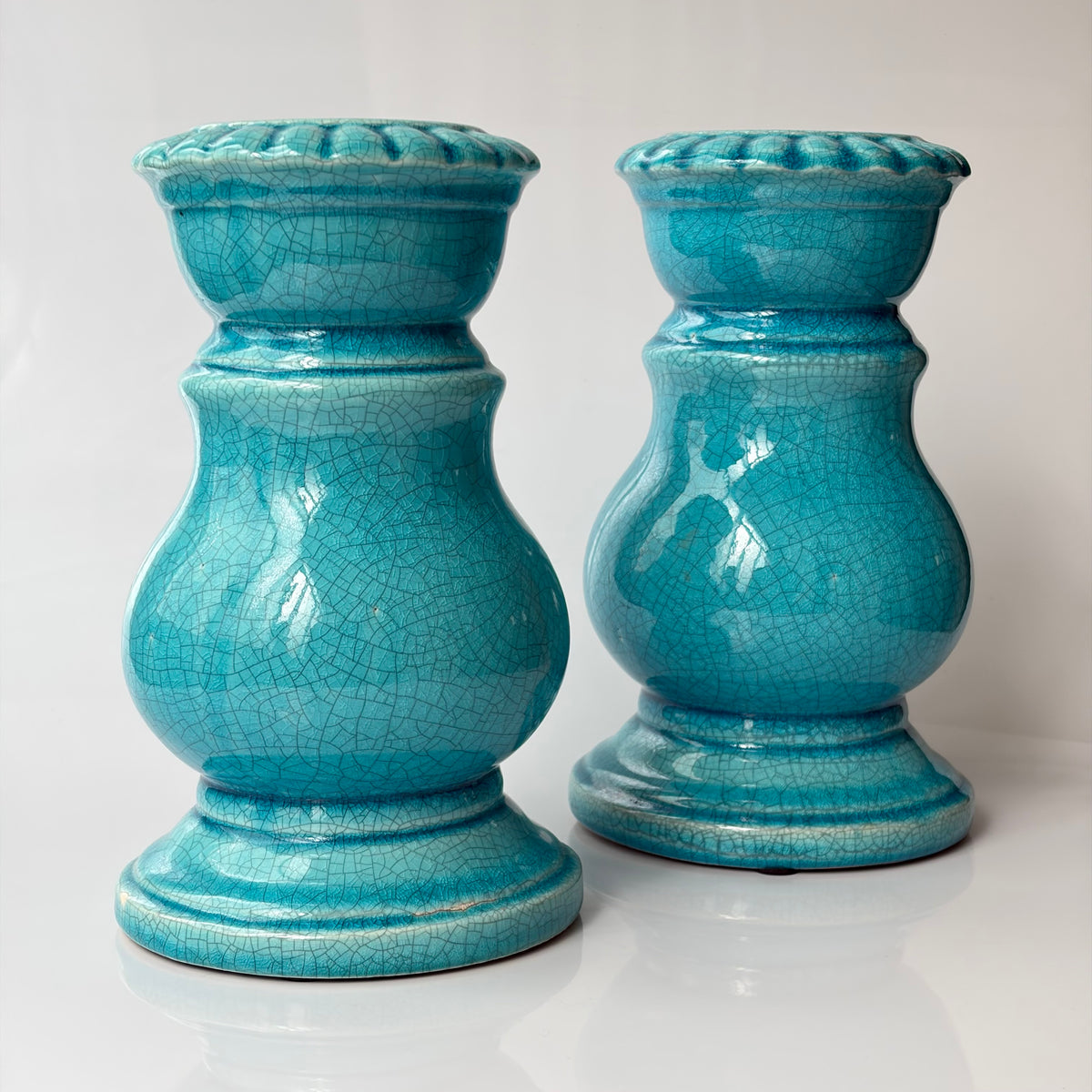 1970s Crackle Glaze Candle Holder