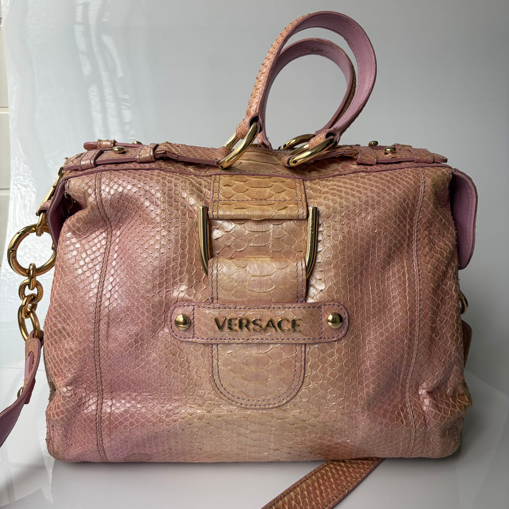 Versace Pink Python Tote Bag
