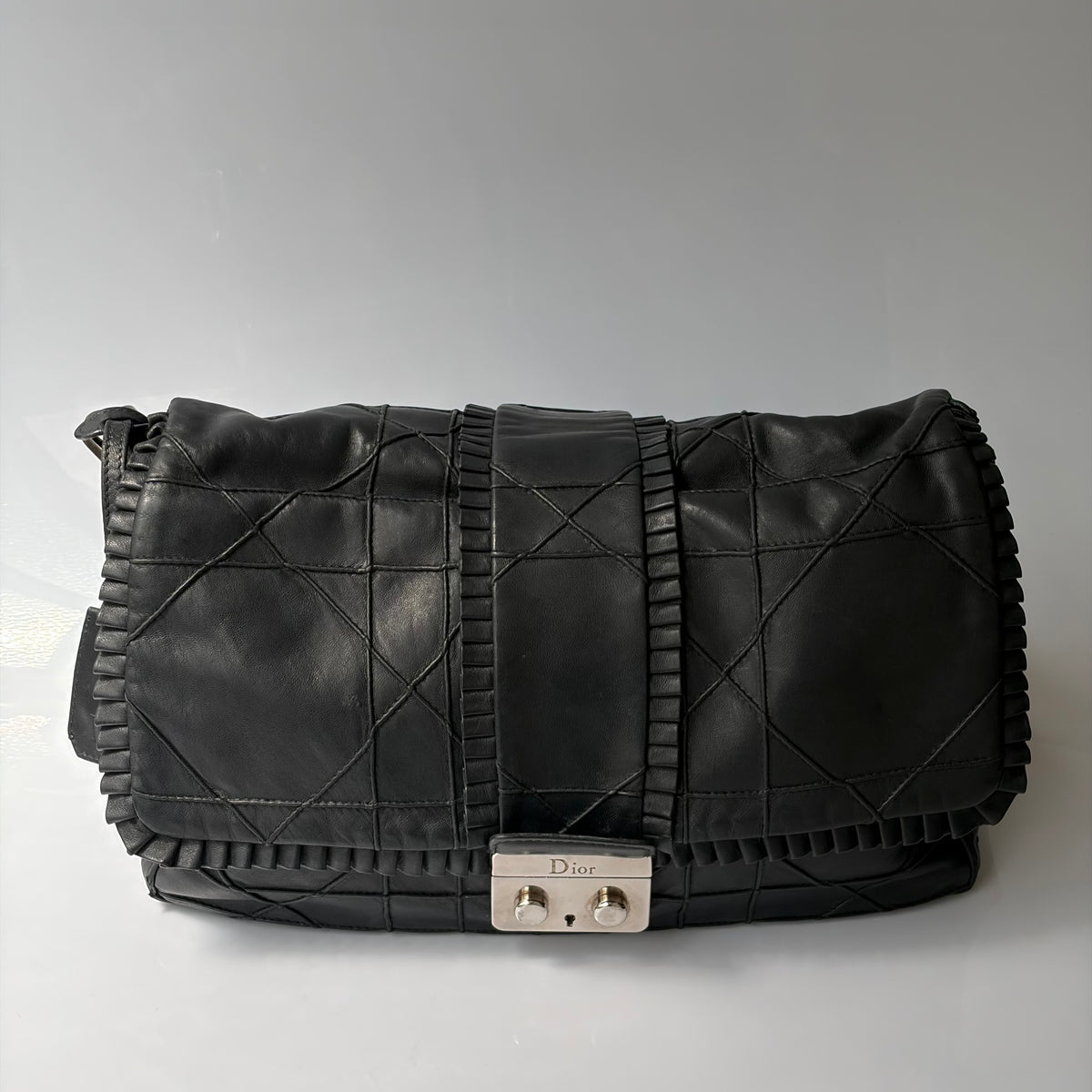 Christian Dior Cannage Ruffle New Lock Flap Bag
