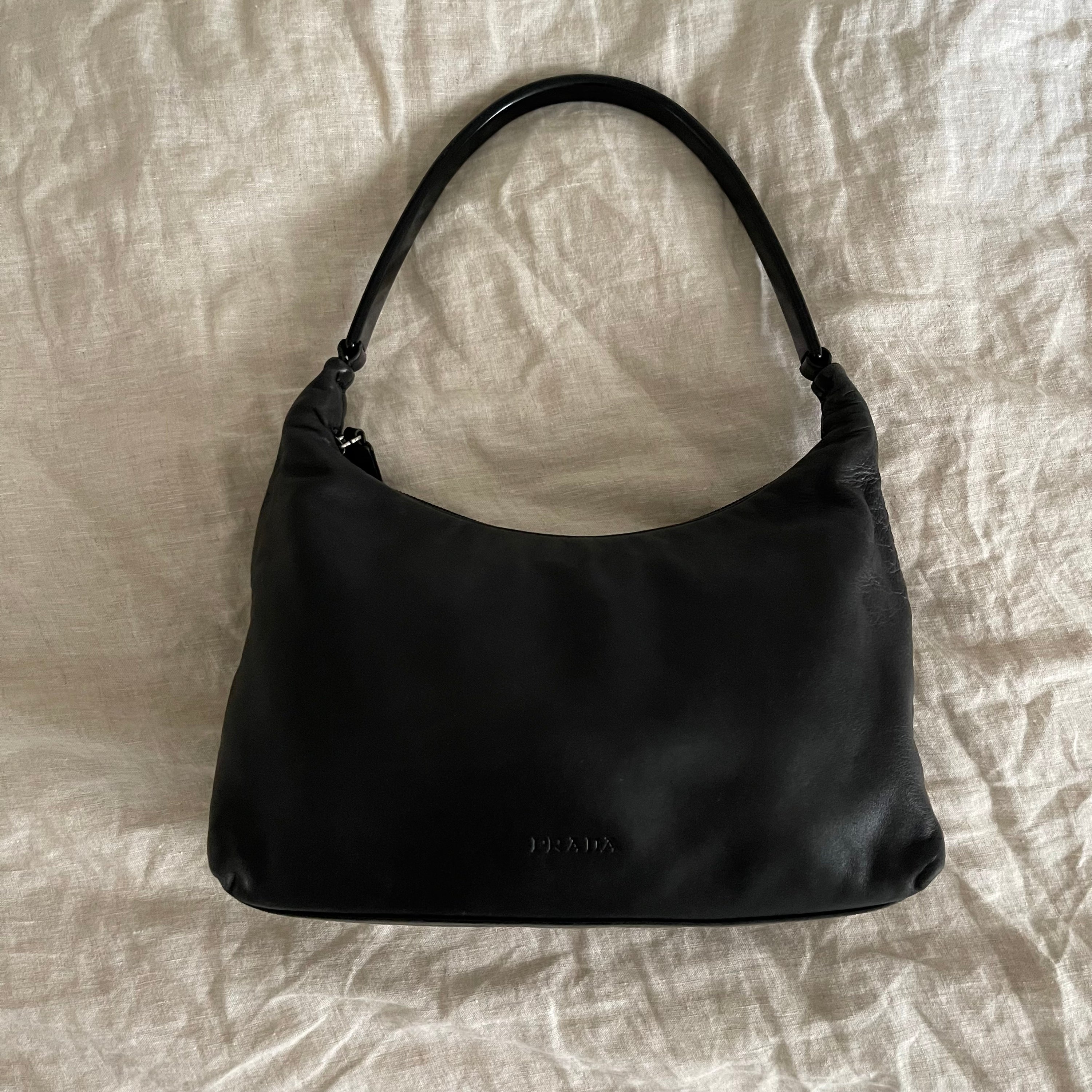 Prada 90s Leather and Acrylic Handle Bag