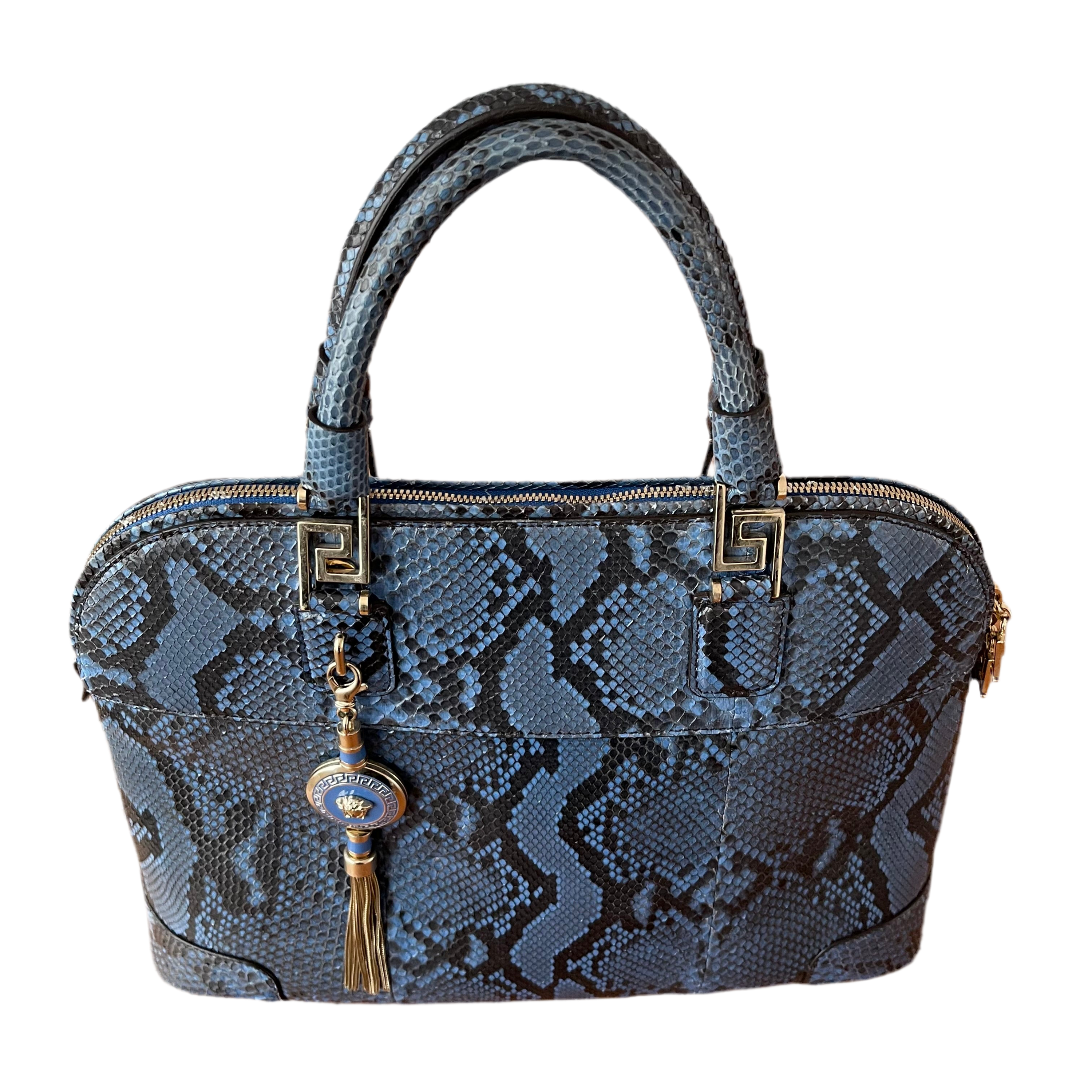 Versace Blue Python Athena Vanitas Bag