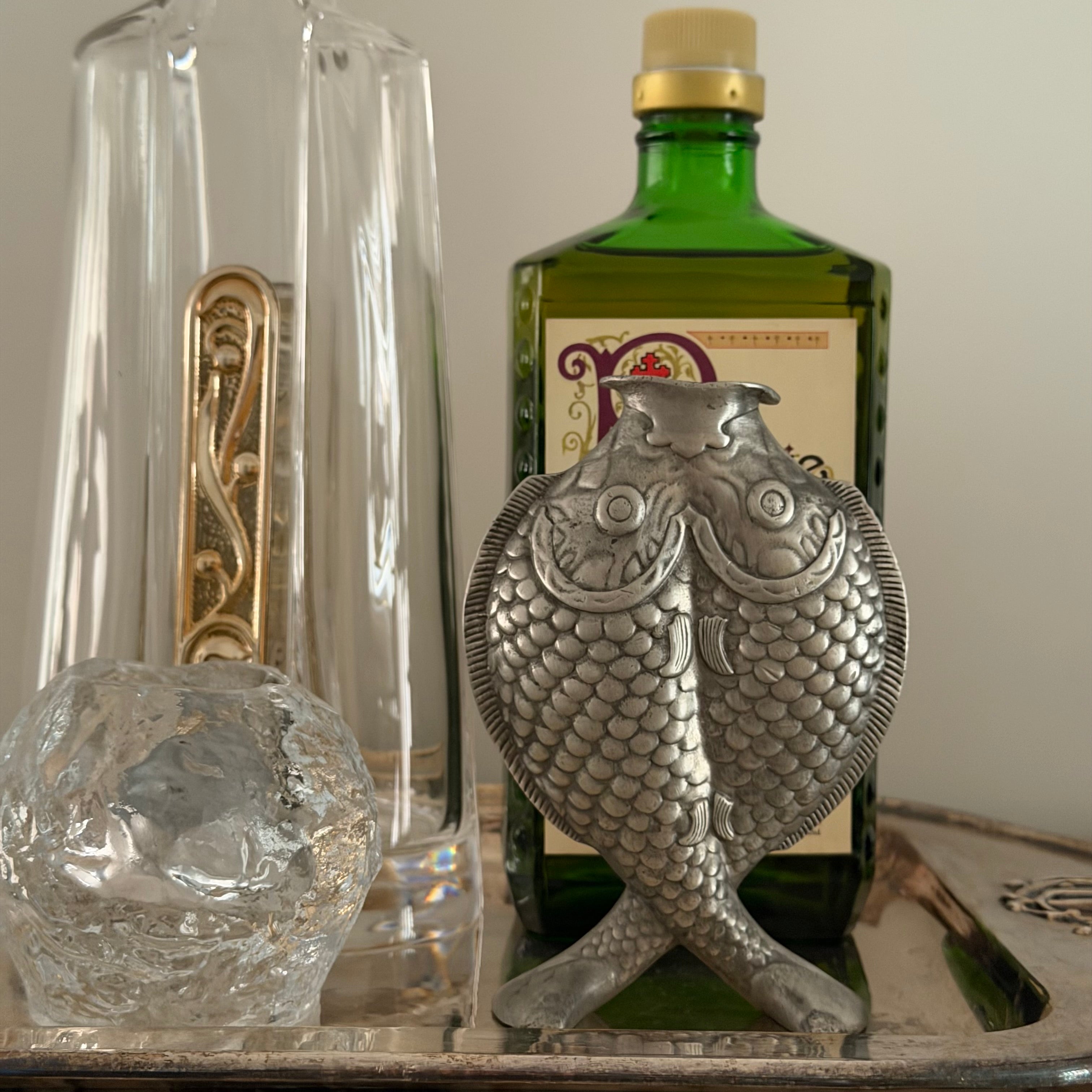 Christofle 1950s Deux Poissons Vase