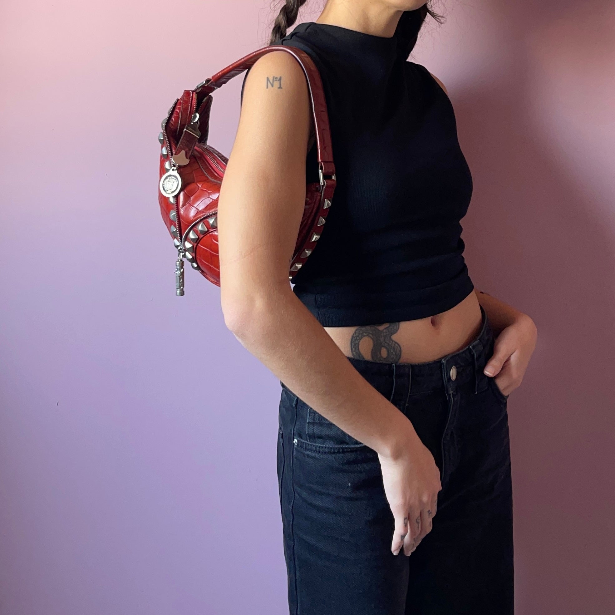 Versace Moon Croco Shoulder Bag