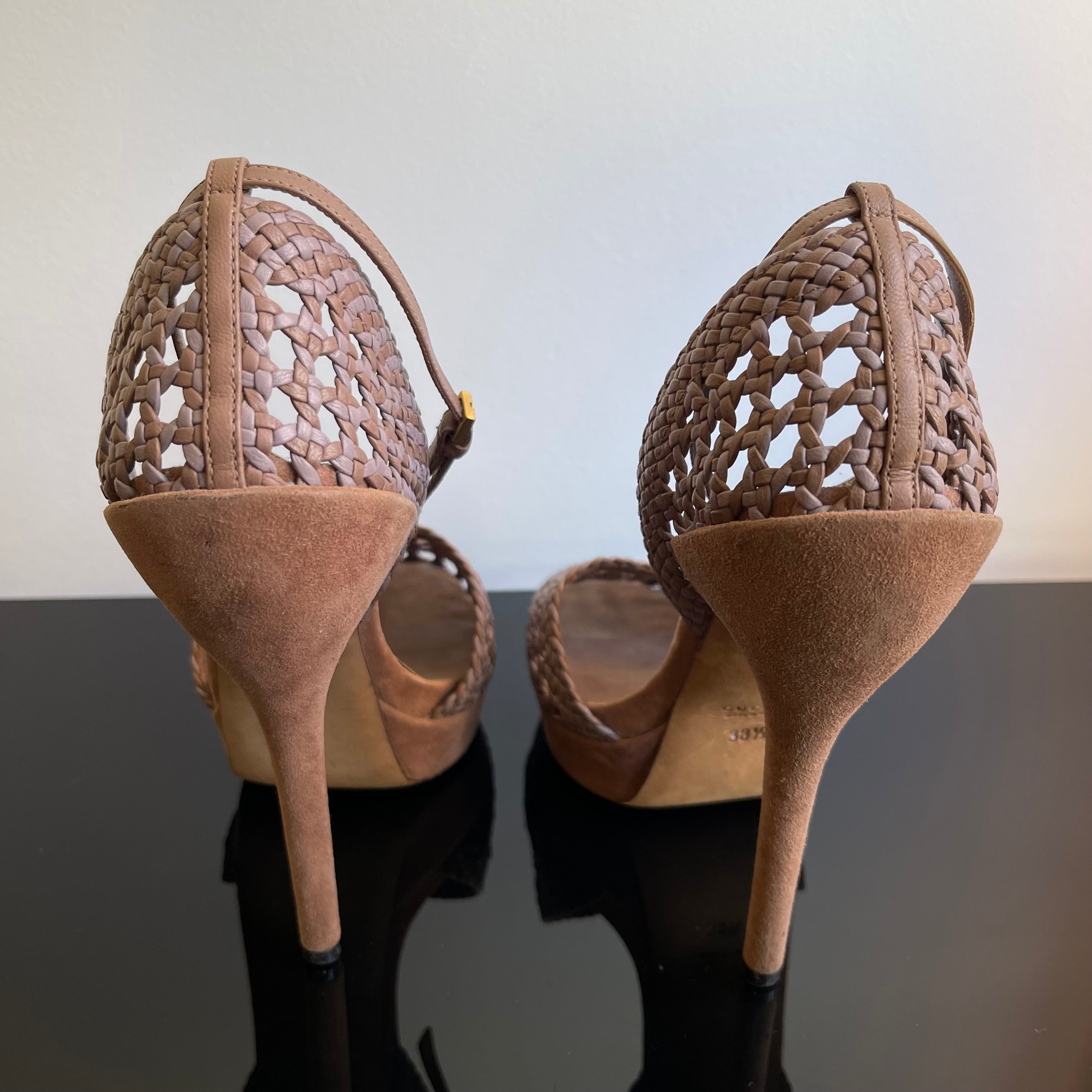 Gucci Suede Braided Accents D'Orsay Pumps