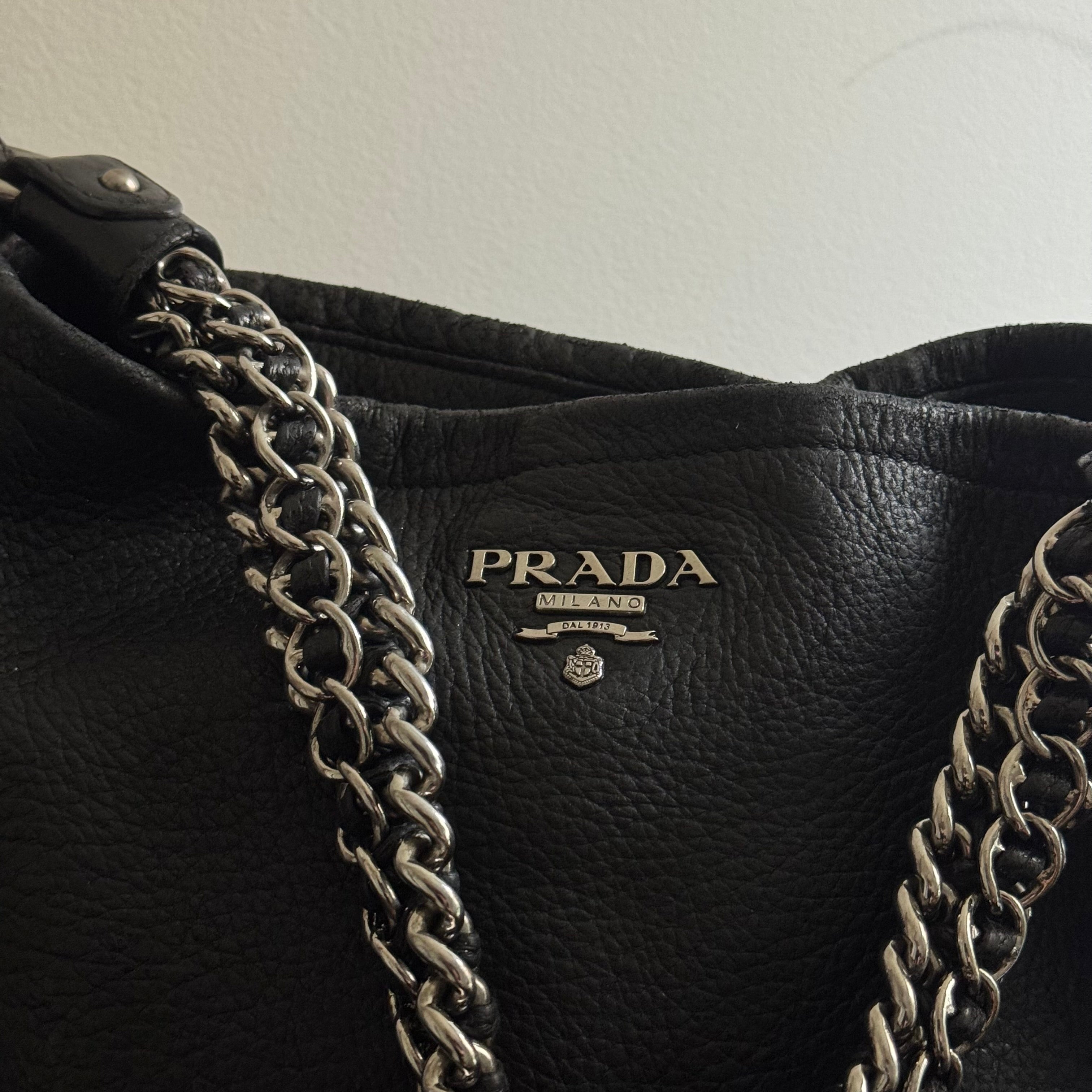 Prada Chain Leather Hobo Bag