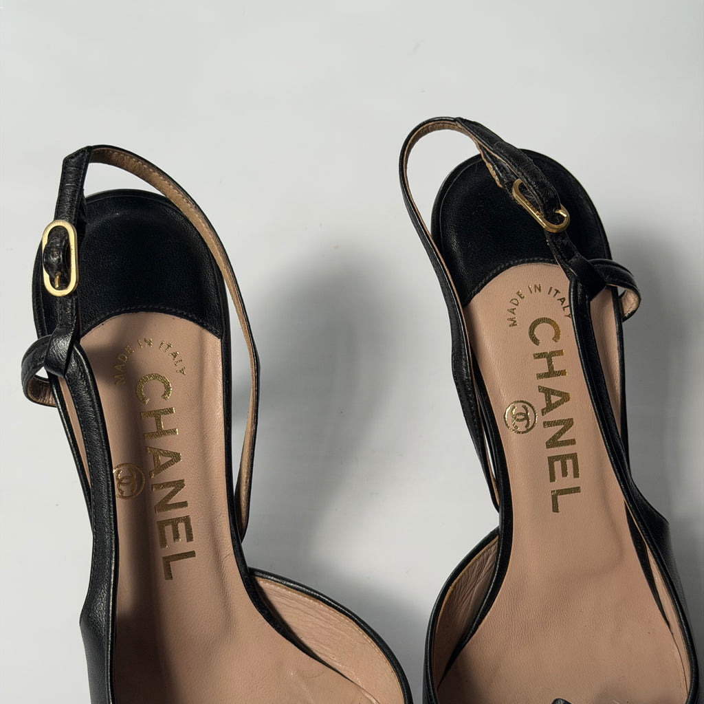 Chanel Slingback Camellia Heels