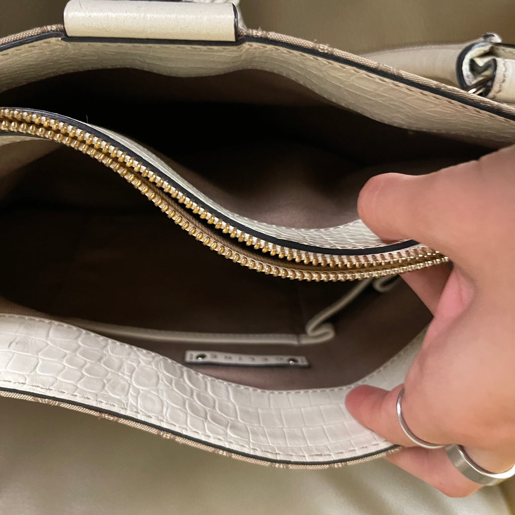 Céline Ivory Monogram Canvas Leather Tassel Bag