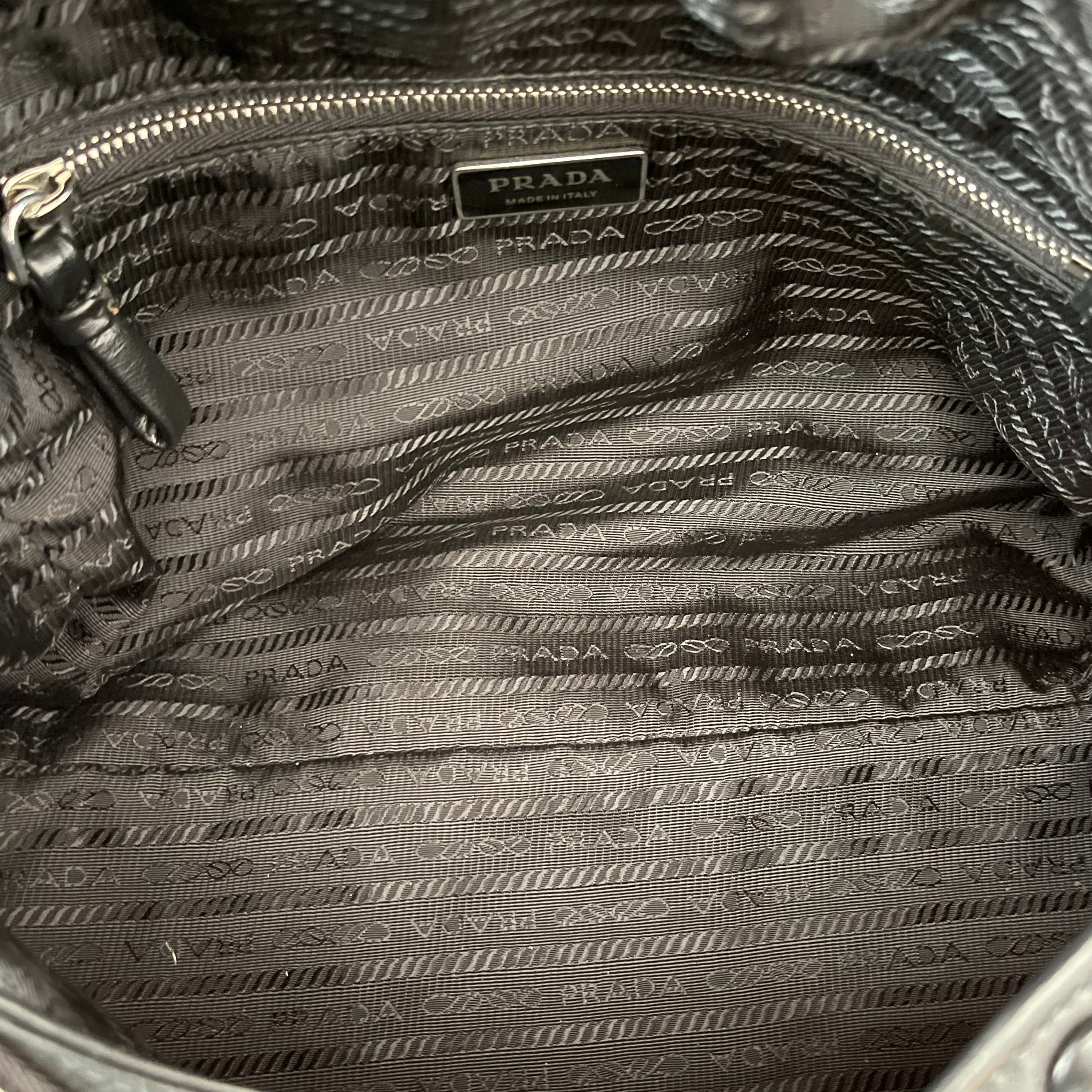Prada Signaux Jacquard Knit and Leather Bag