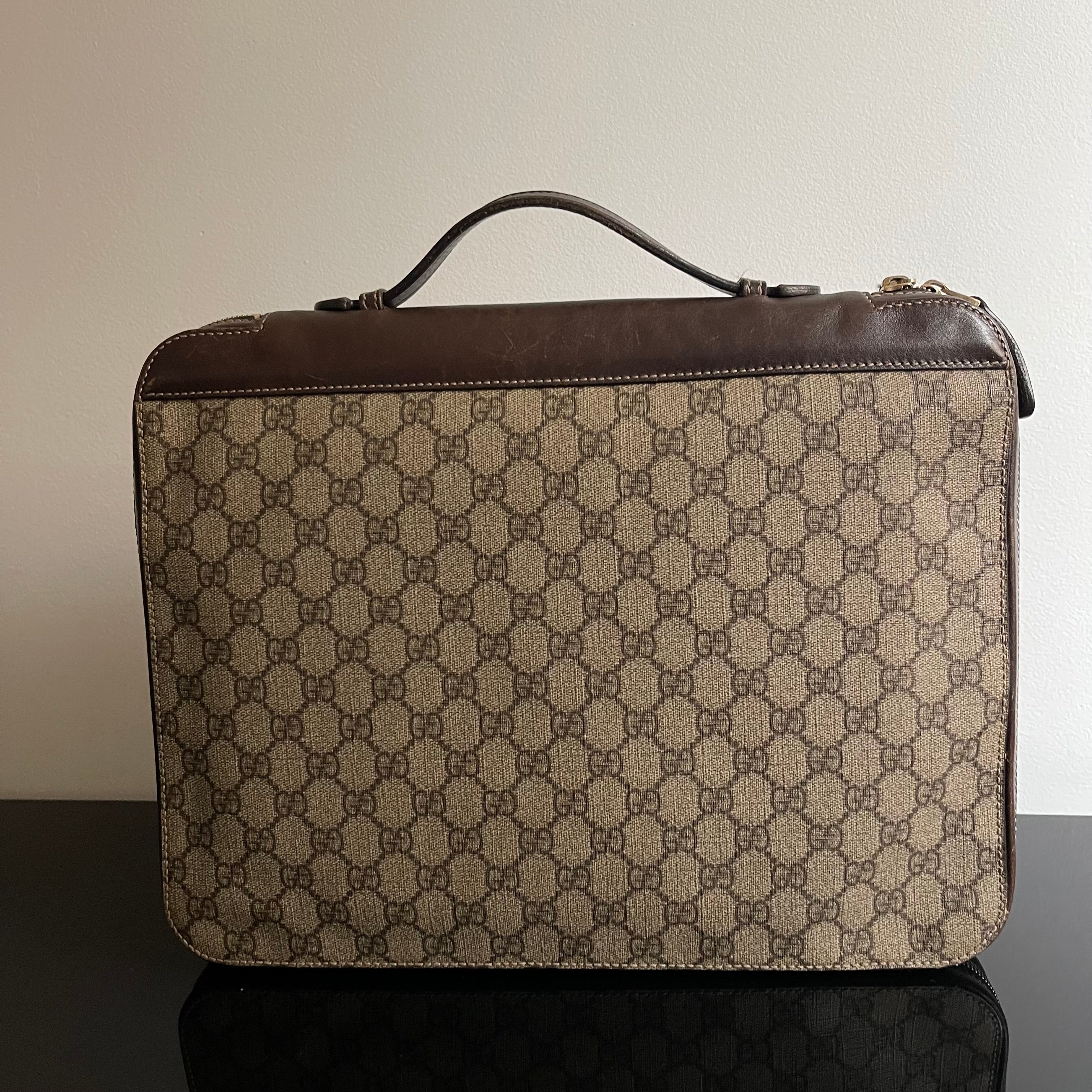 Gucci Brown/Beige GG Supreme Canvas Portfolio Case