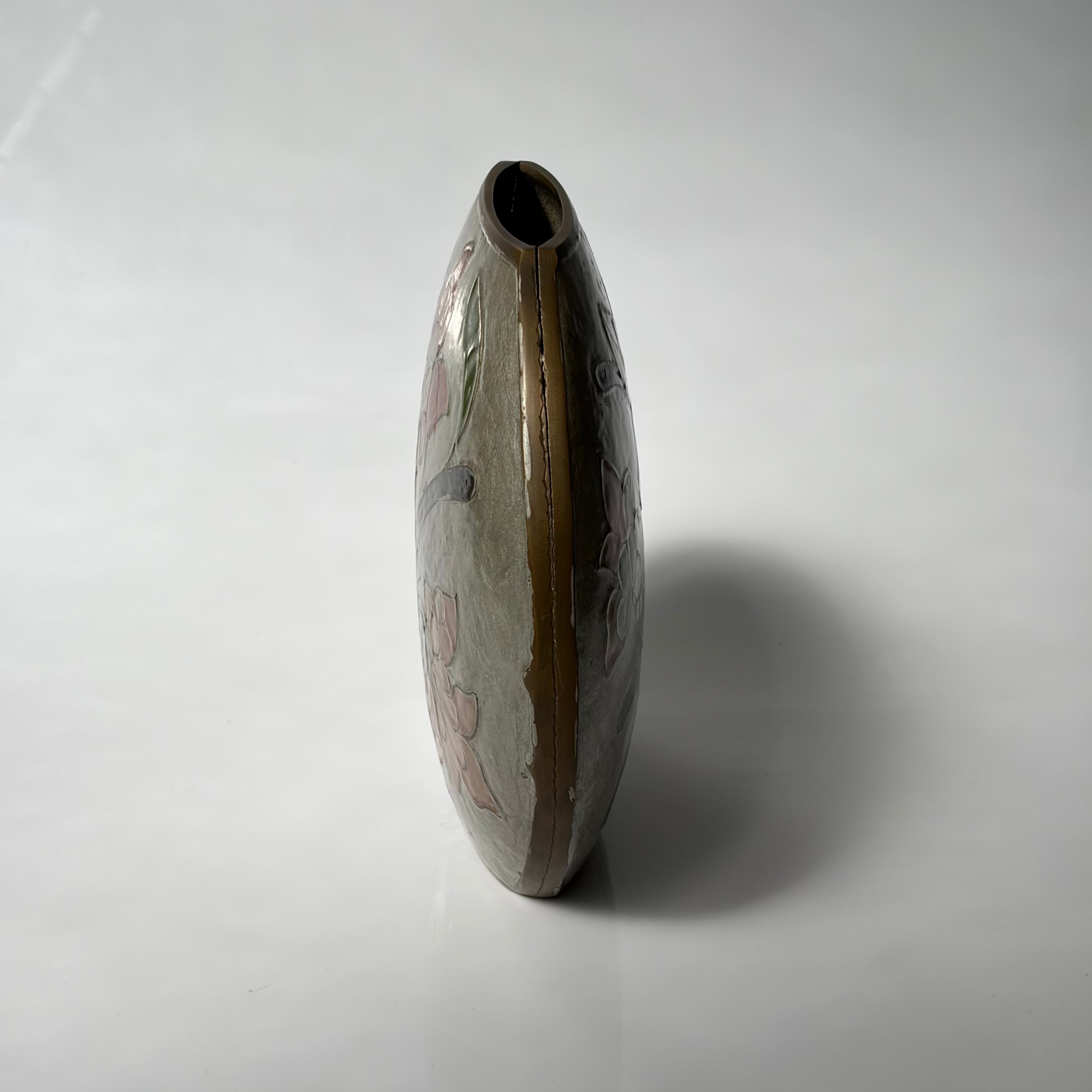 Vintage Floral Bronze Vase