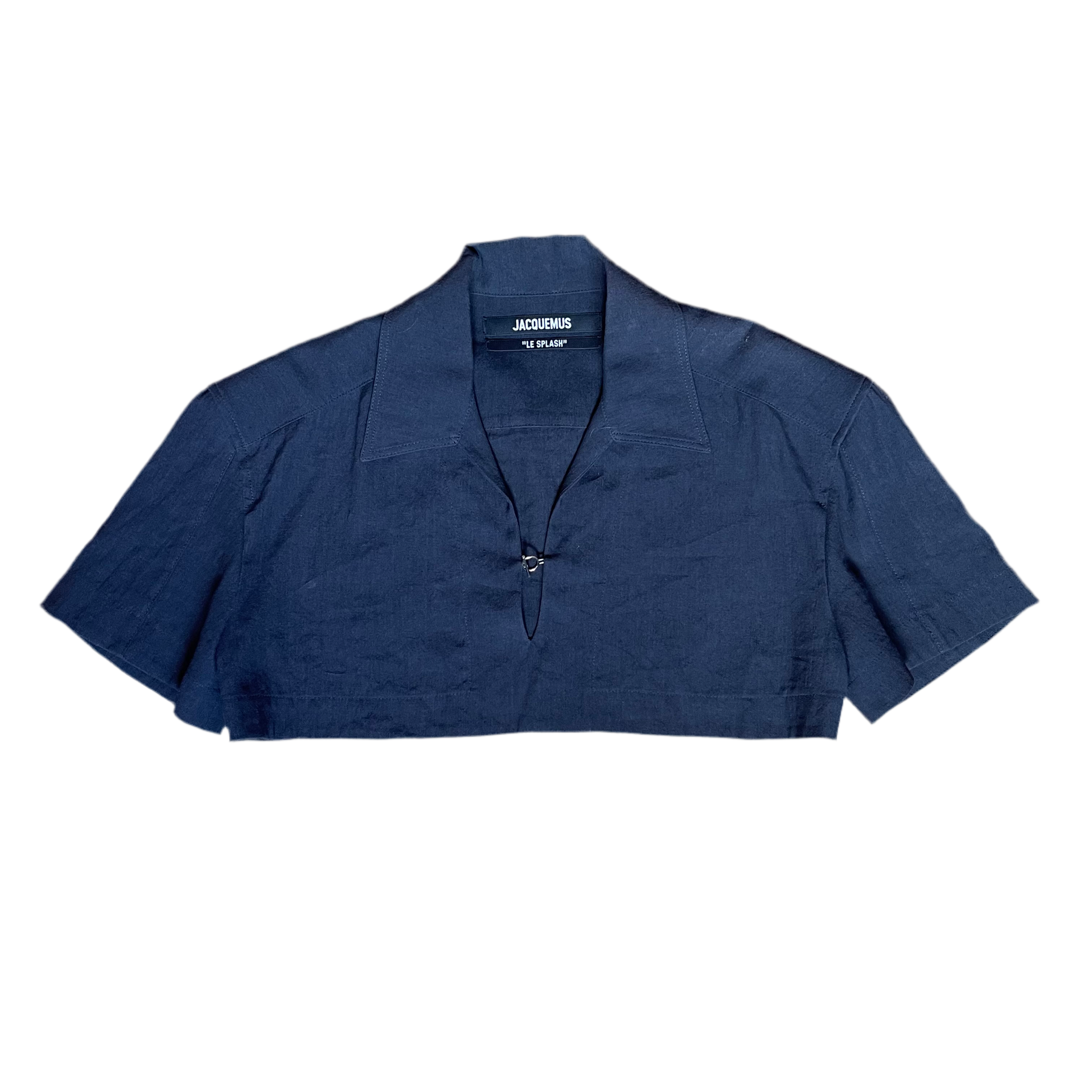 Jacquemus Le Splash Blue Navy Linen Cropped