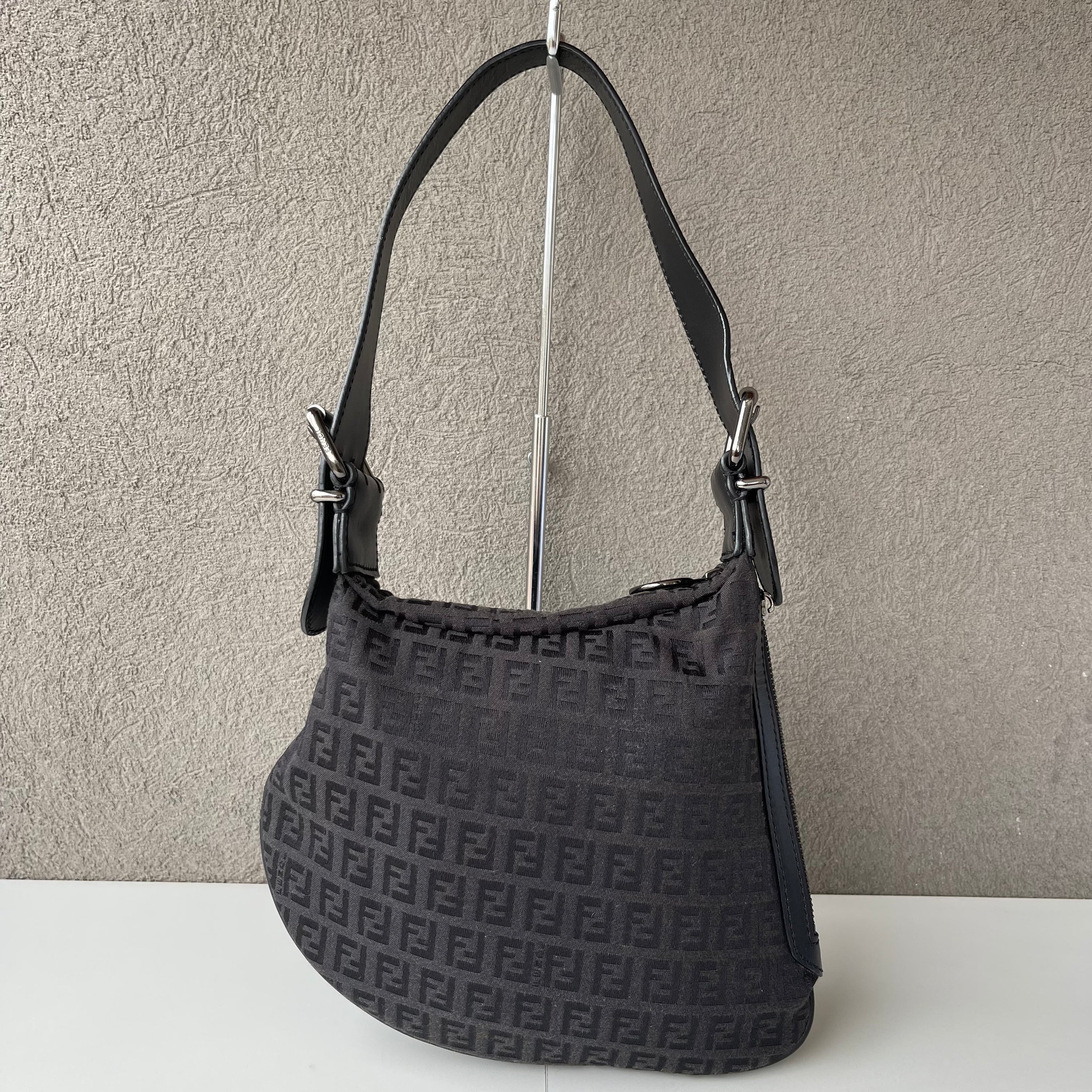 Fendi Oyster Black Zucca Monogram Bag