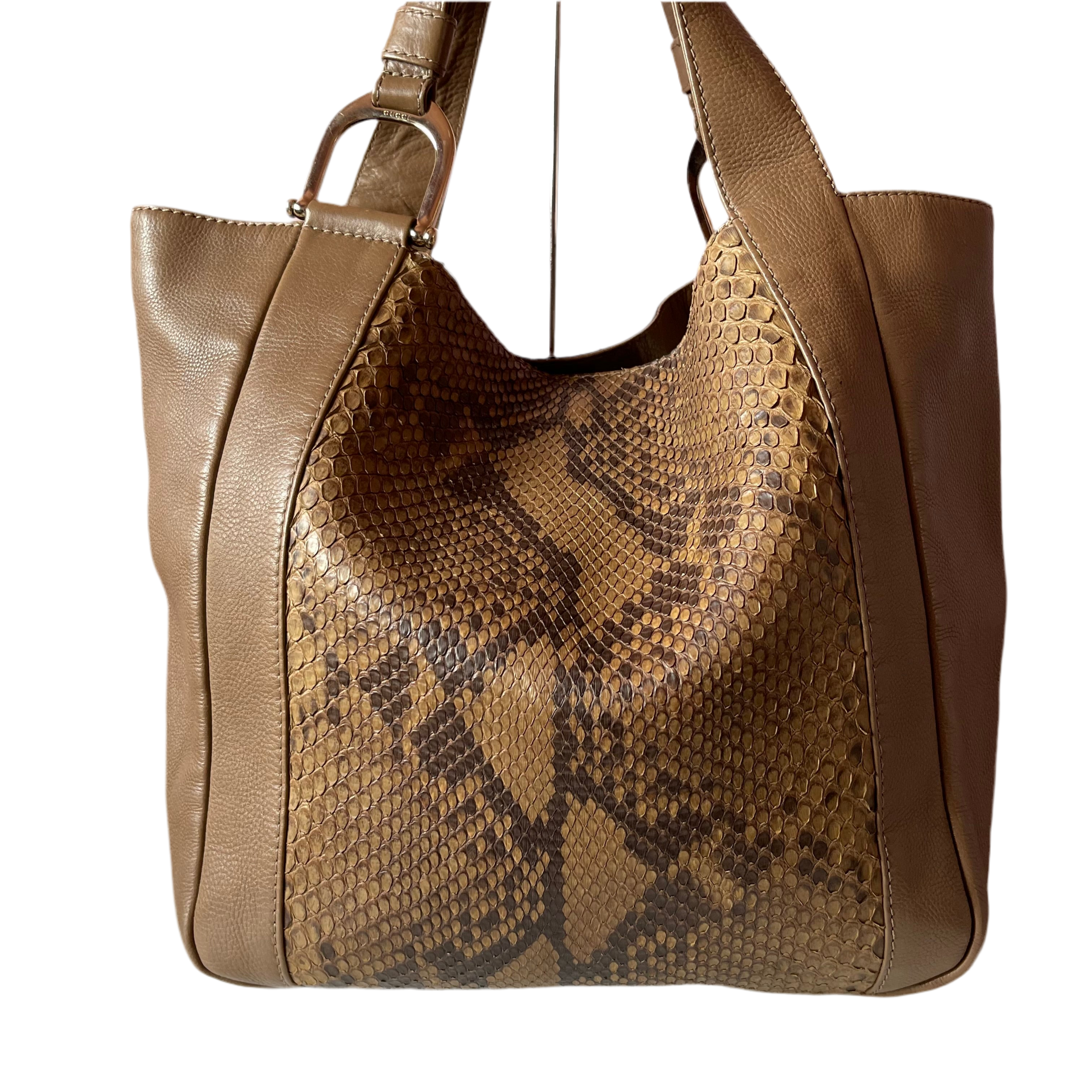 Gucci Python Horsebit Tote Bag