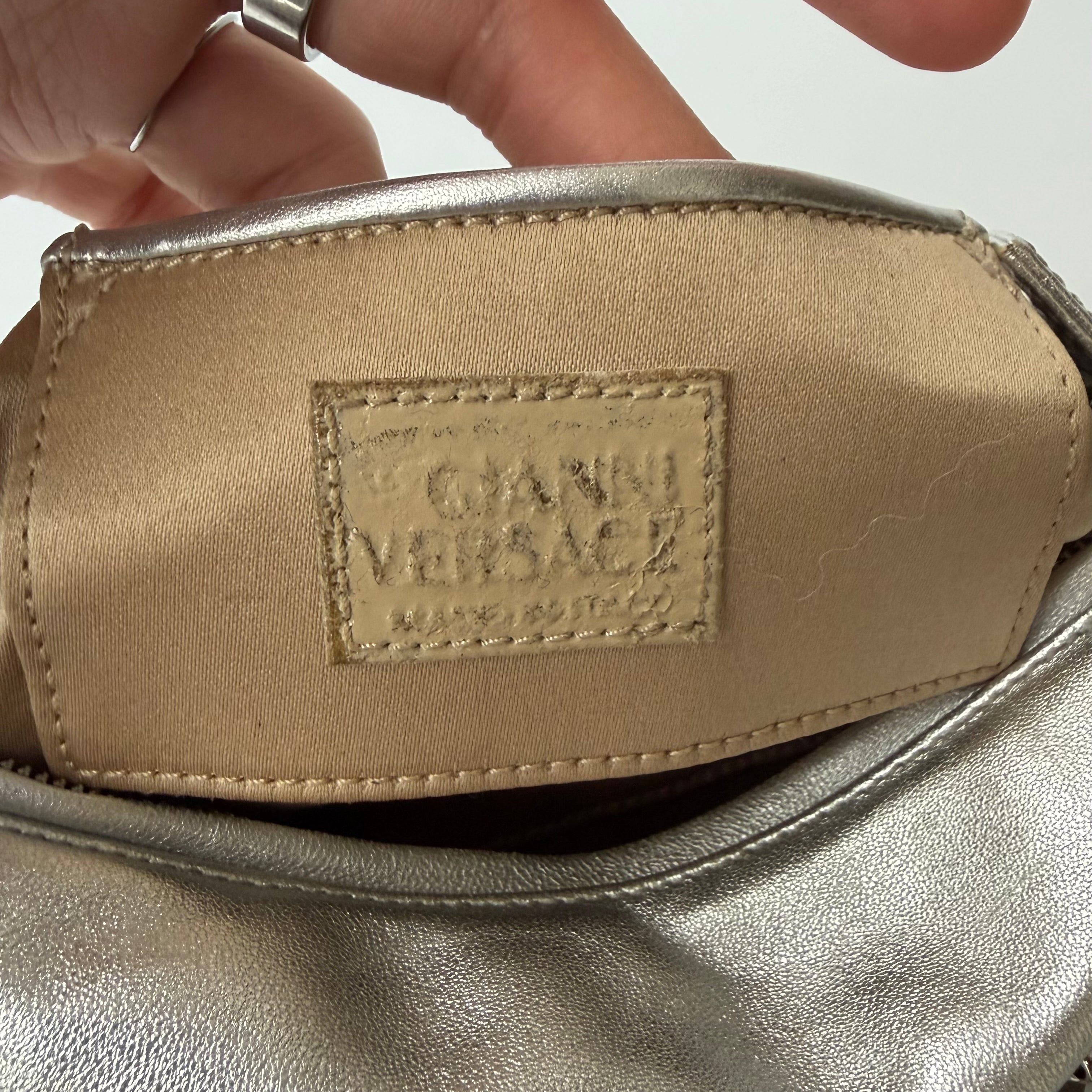 Gianni Versace Silver Leather Mini Barrel Bag