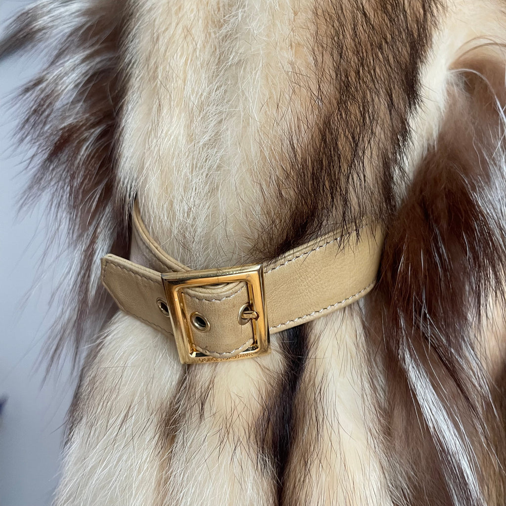 Dolce & Gabbana FW 2001 fur and shearling jacket with multiple leather belts