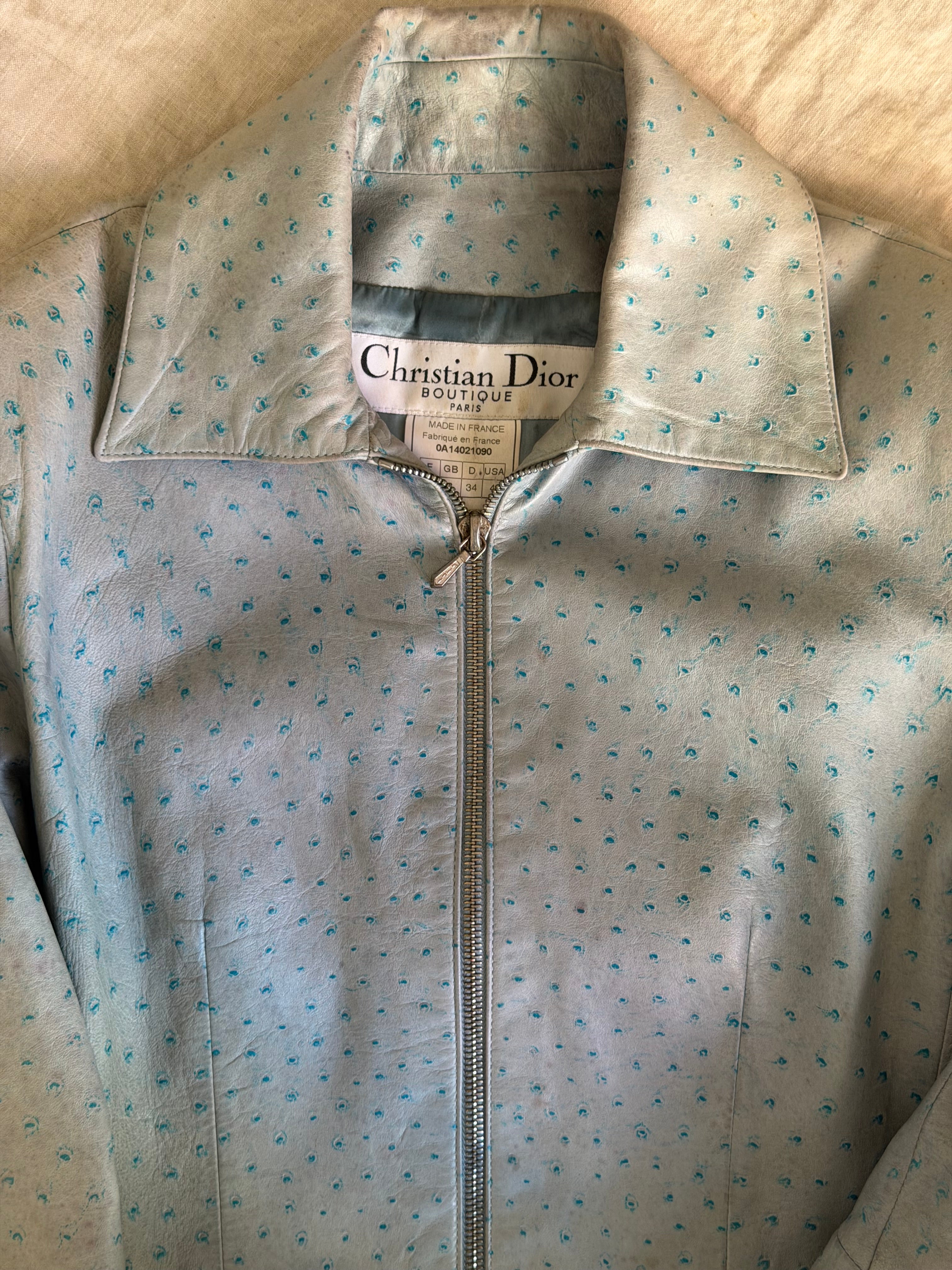 Christian Dior by John Galliano F/W 2000 Baby Blue Leather Jacket