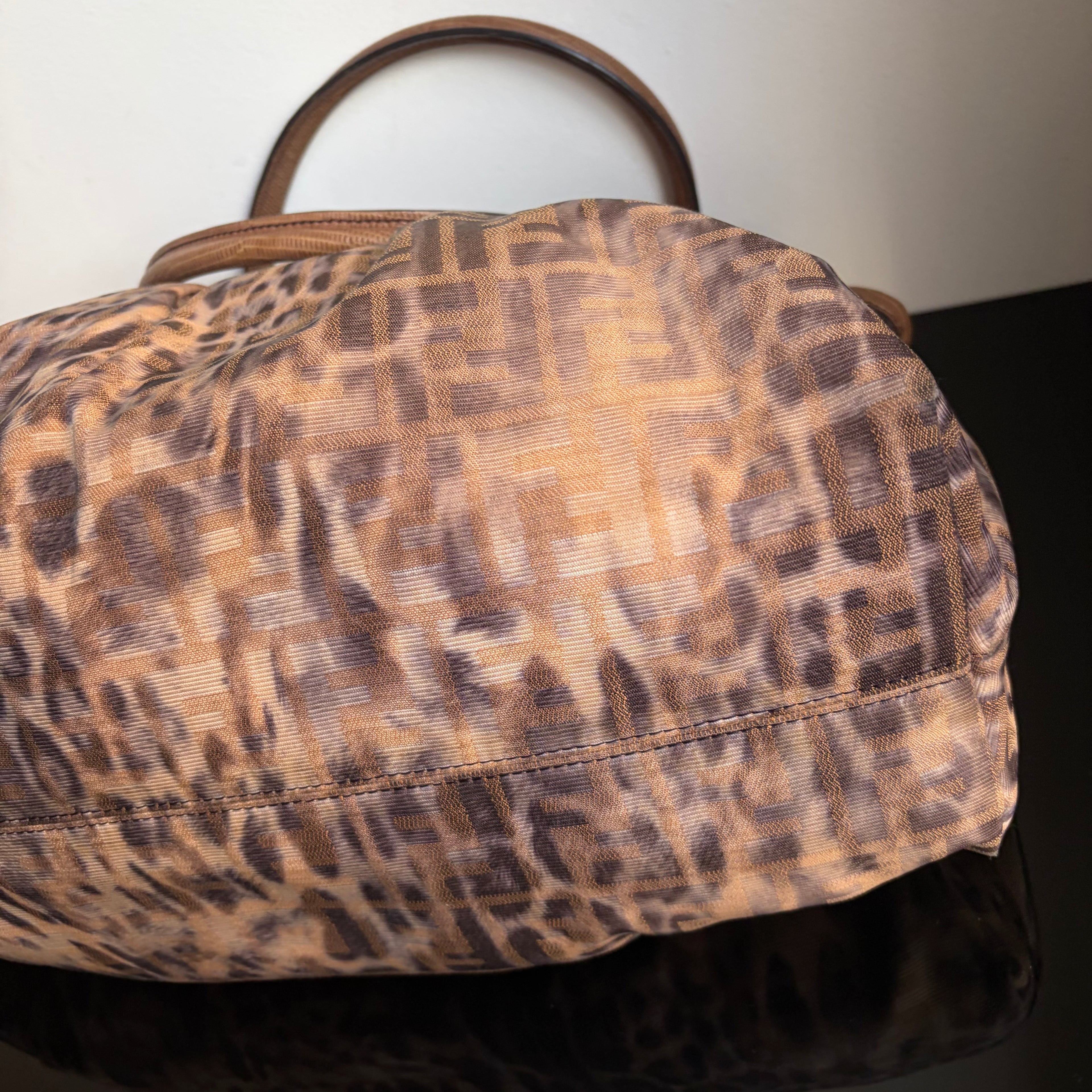 Fendi 2000s Large Lizard-Trimmed Zucca Chef Tote