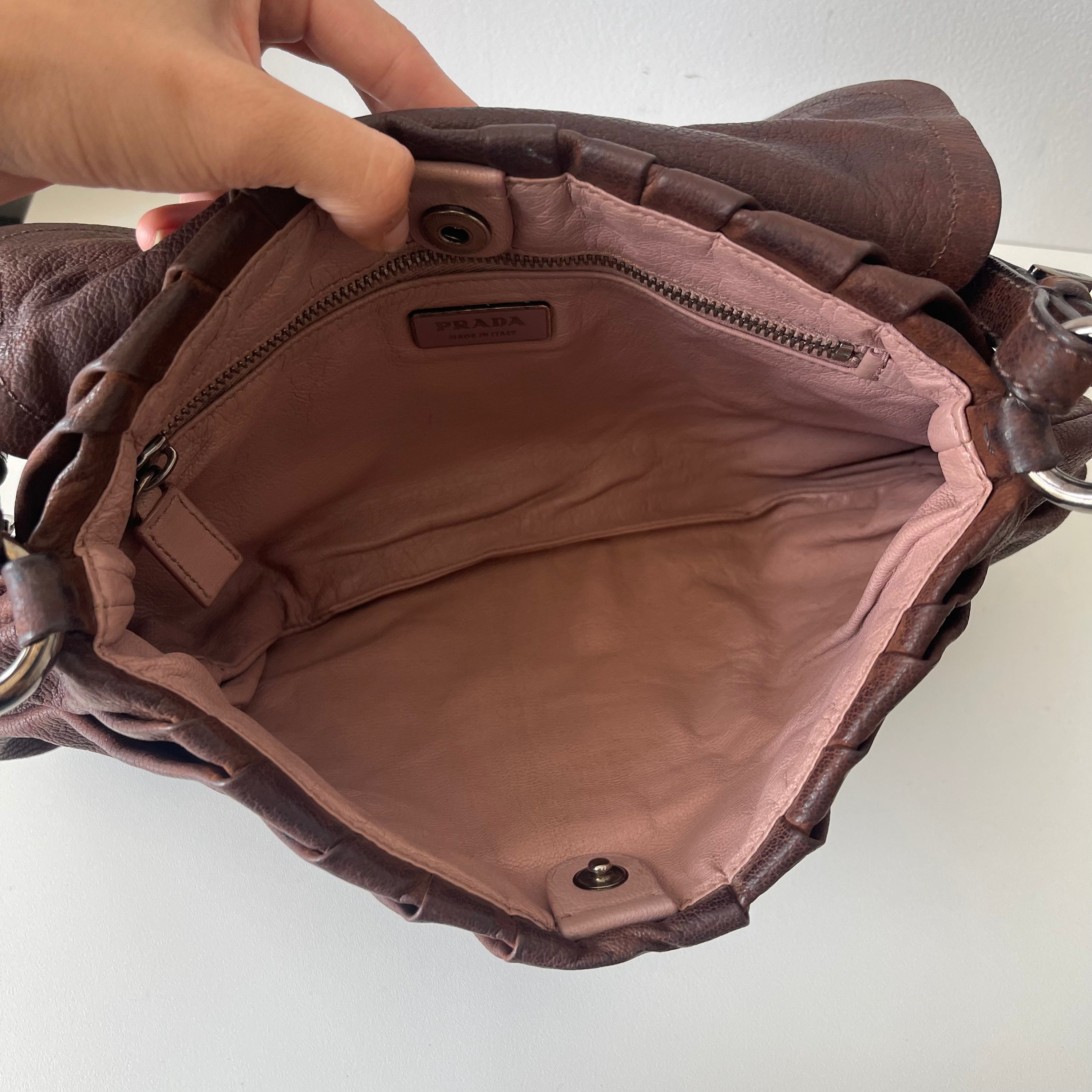 Prada Brown Leather Shoulder Bag