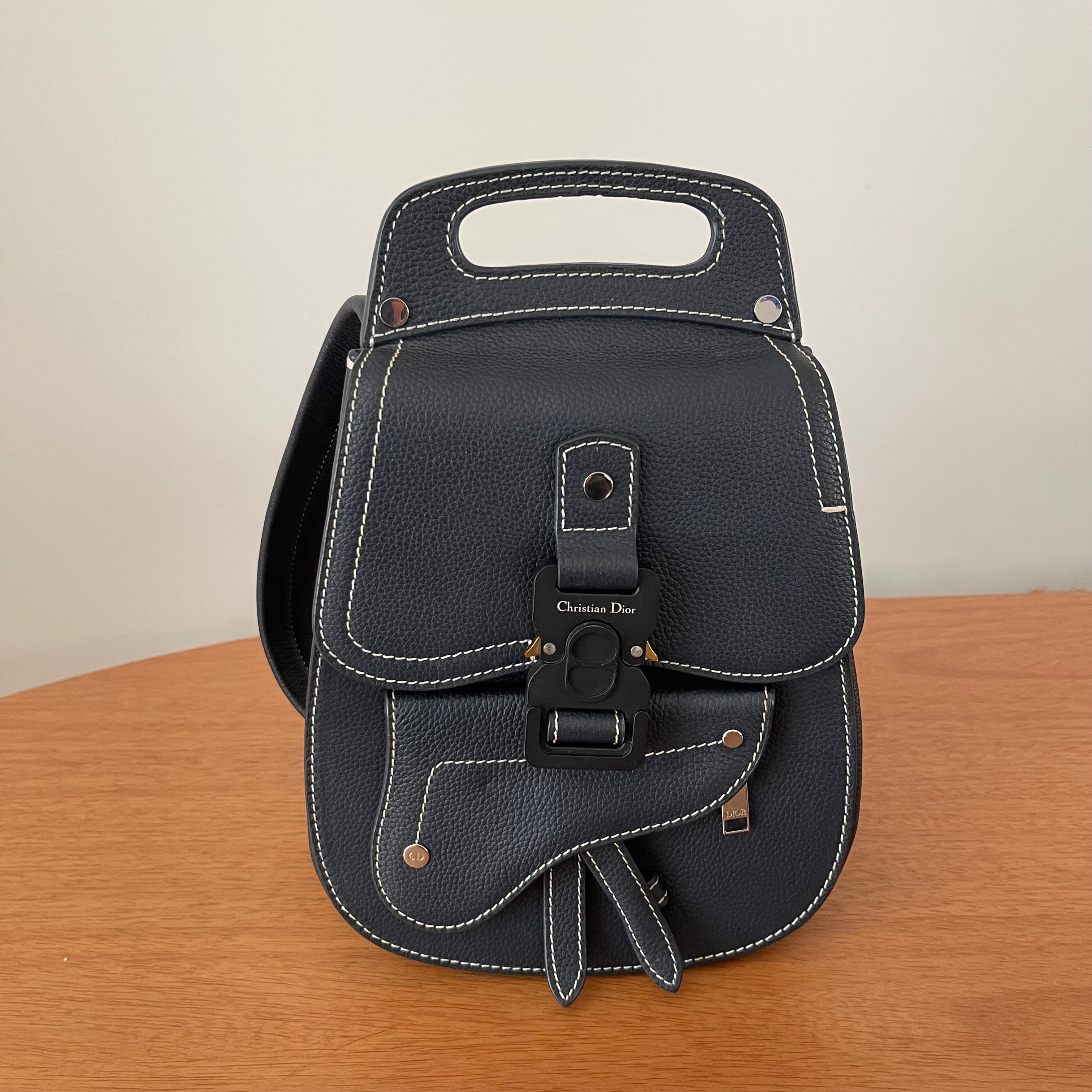 Christian Dior Gallop Sling Bag Deep Blue Marine Calfskin Backpack
