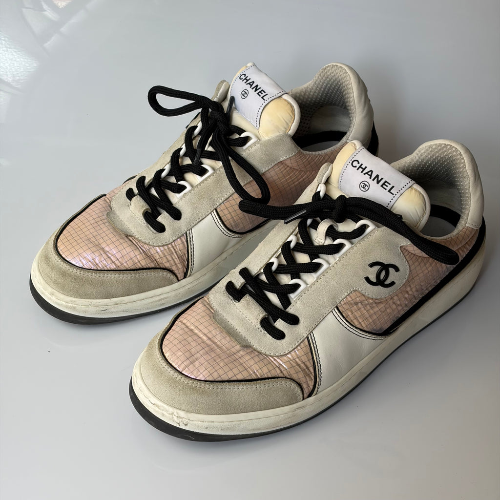 Chanel Pink Grid Sneakers