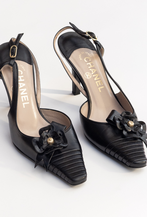 Chanel Slingback Camellia Heels