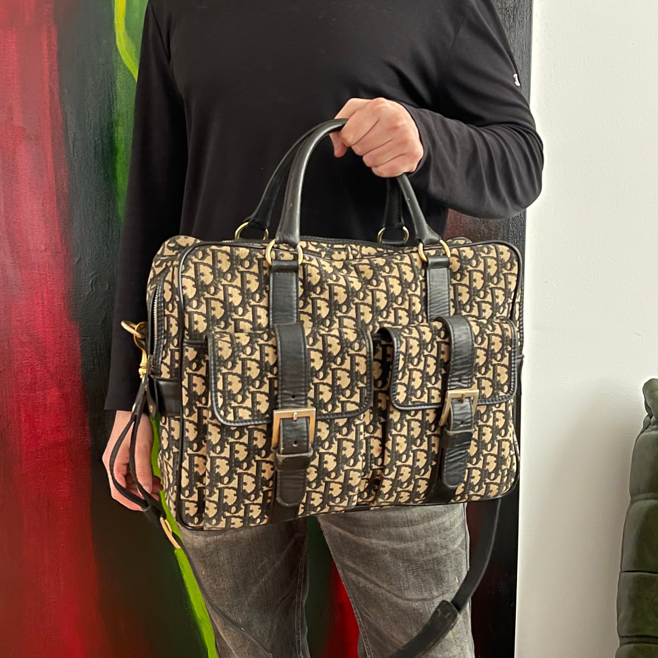 Christian Dior 80s 48H Sac Monogram Vintage Luggage Bag
