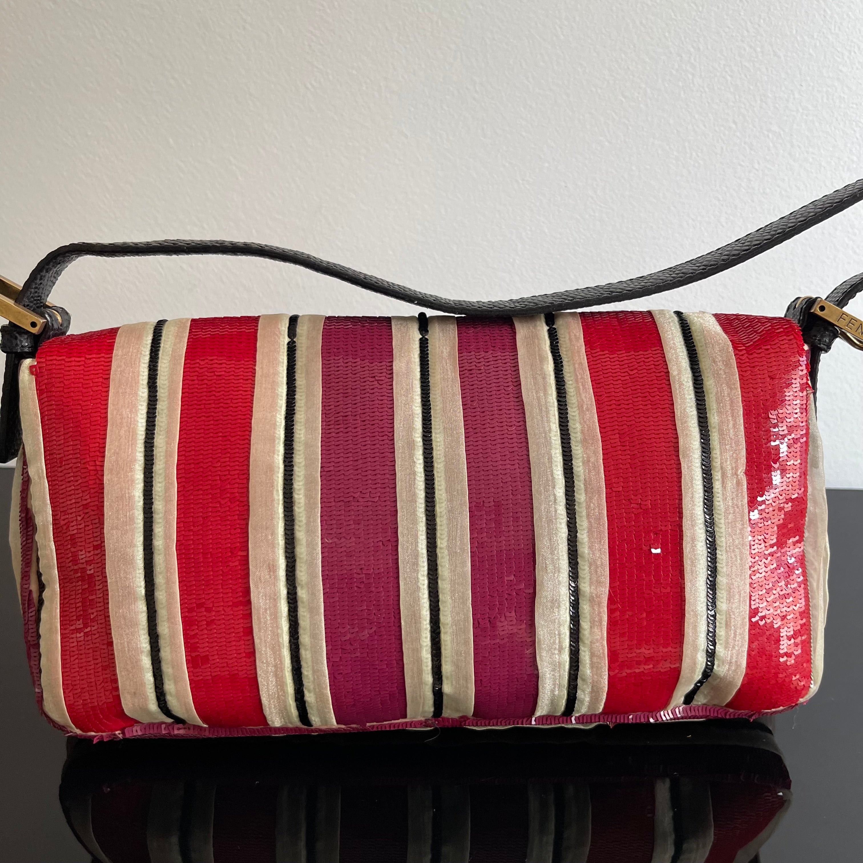 Fendi Sequined Stripes Baguette Bag