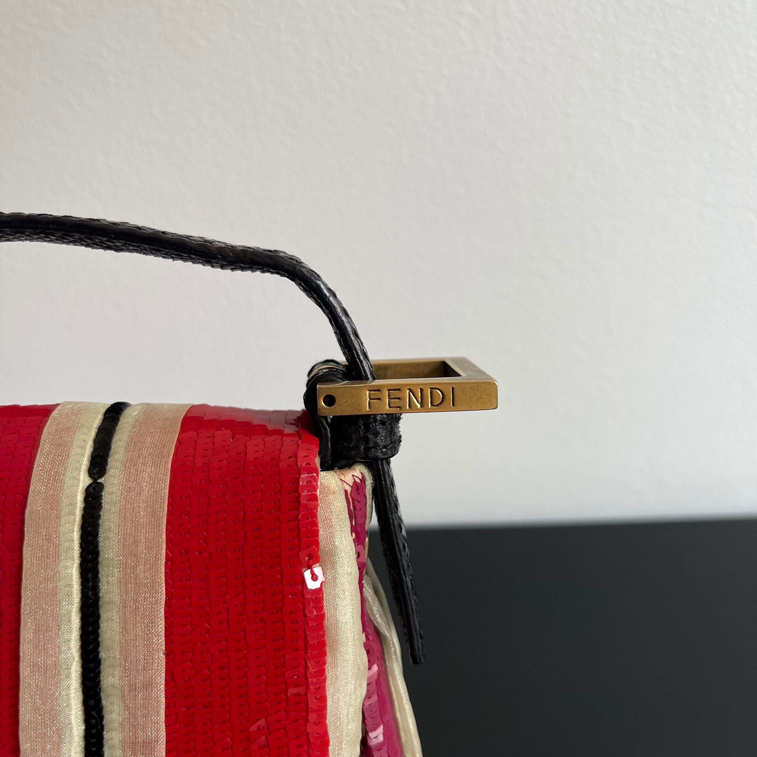 Fendi Sequined Stripes Baguette Bag