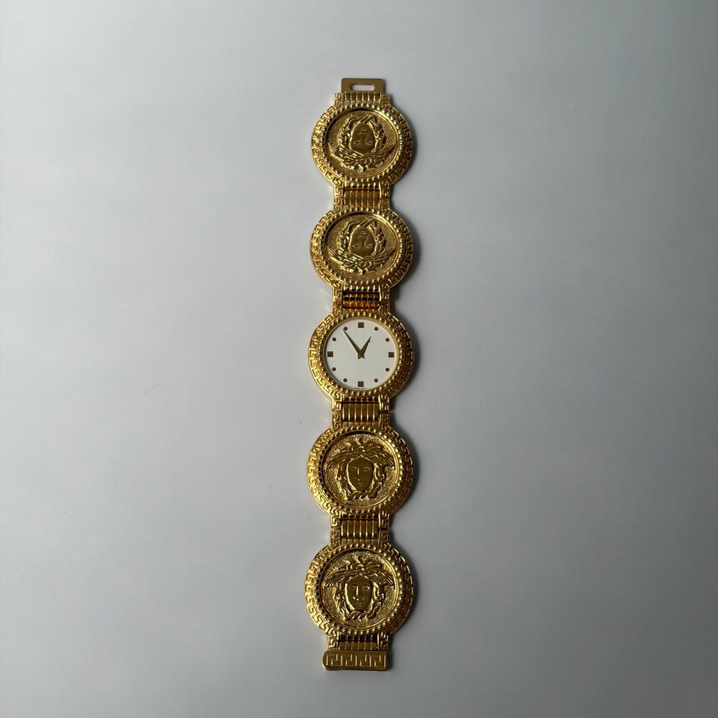 Gianni Versace Signature G10 Gold-Plated Medusa Coin Watch Bracelet