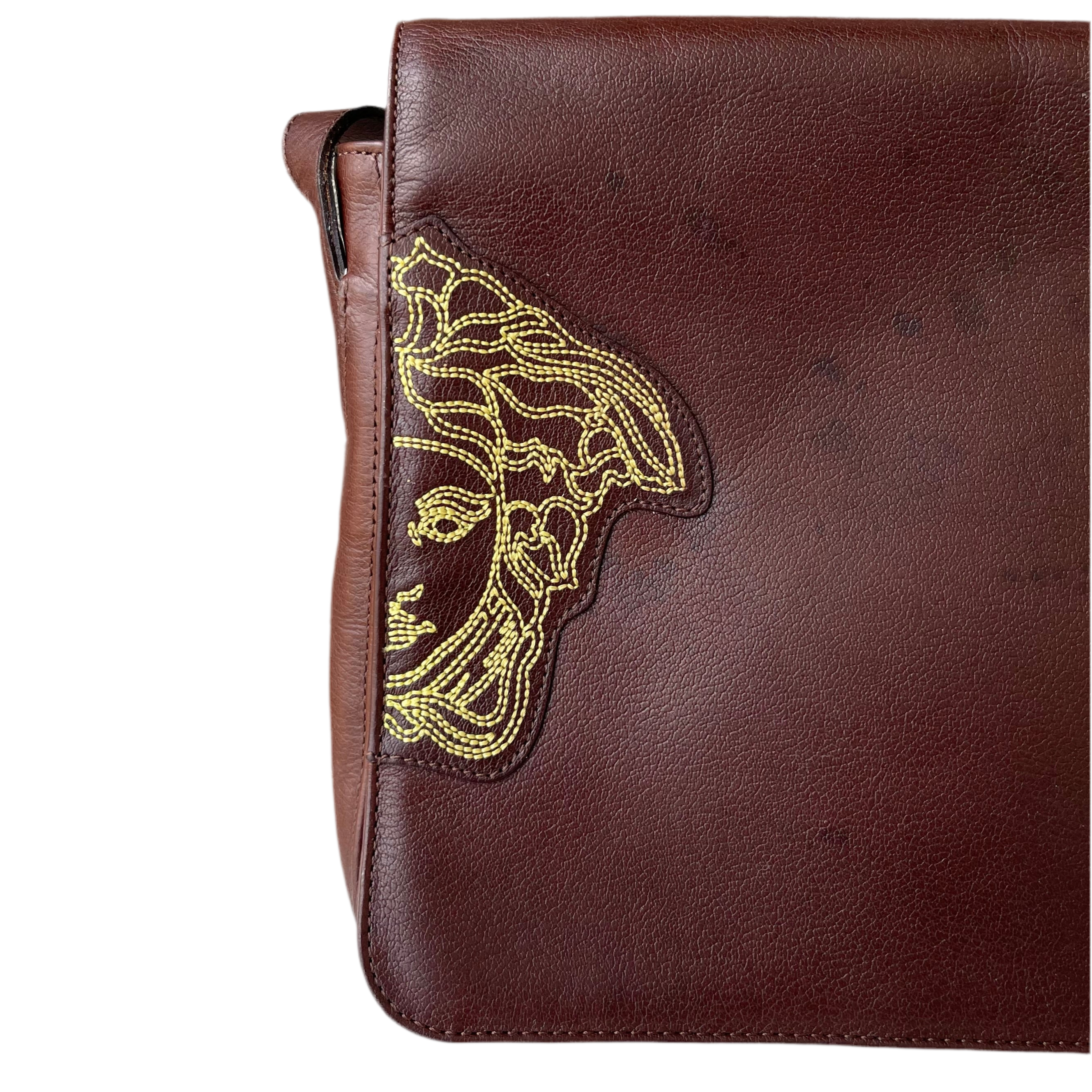 Gianni Versace Messenger Leather Shoulder Bag