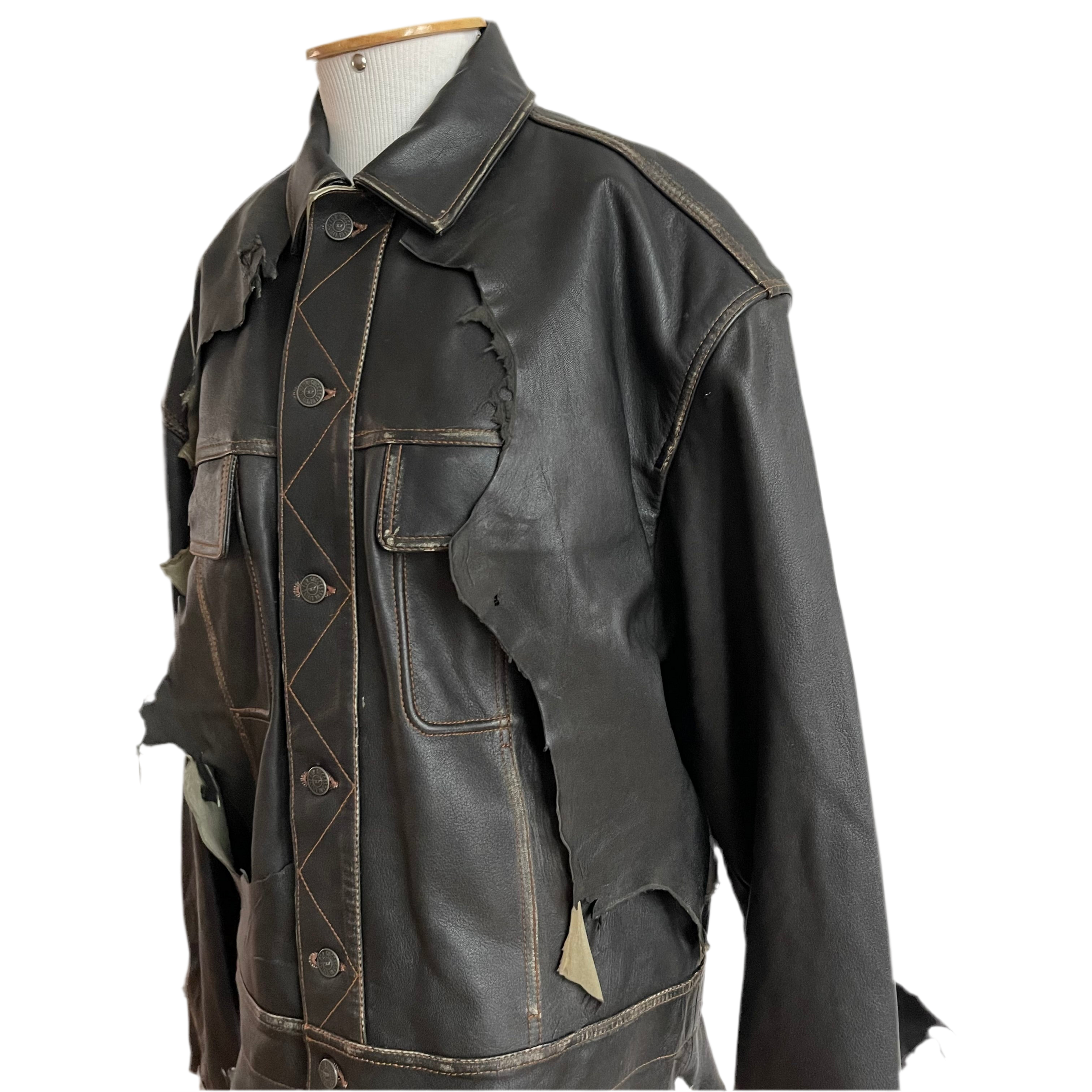 Diesel Distressed Leather Biker Jacket
