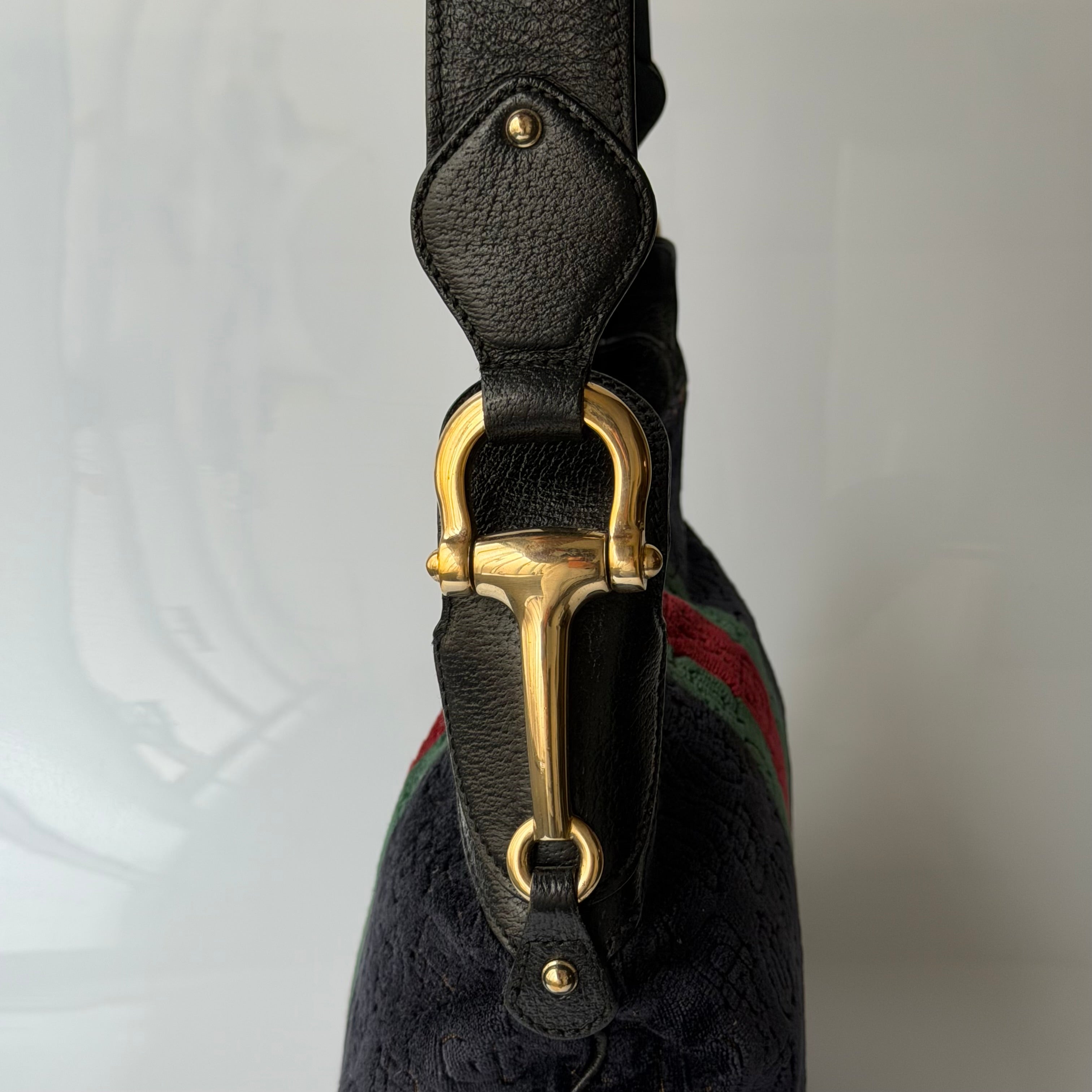 Gucci Heritage Horsebit Velvet Hobo Bag