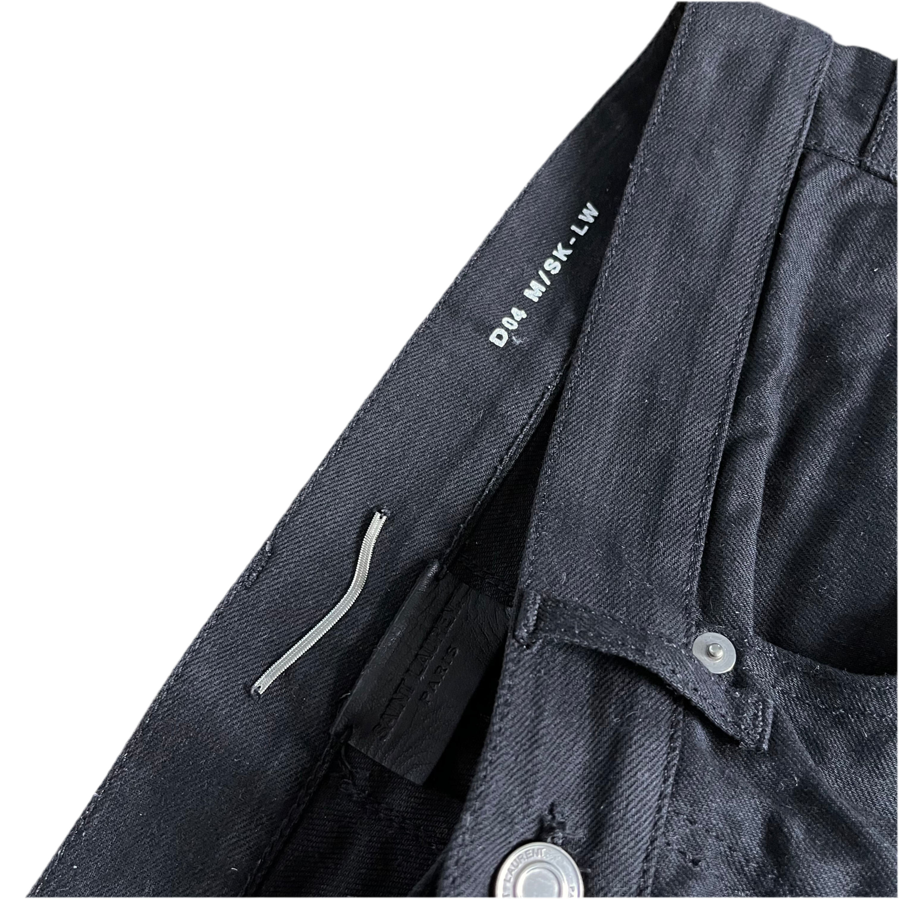 Saint Laurent Denim and Leather Biker Pants