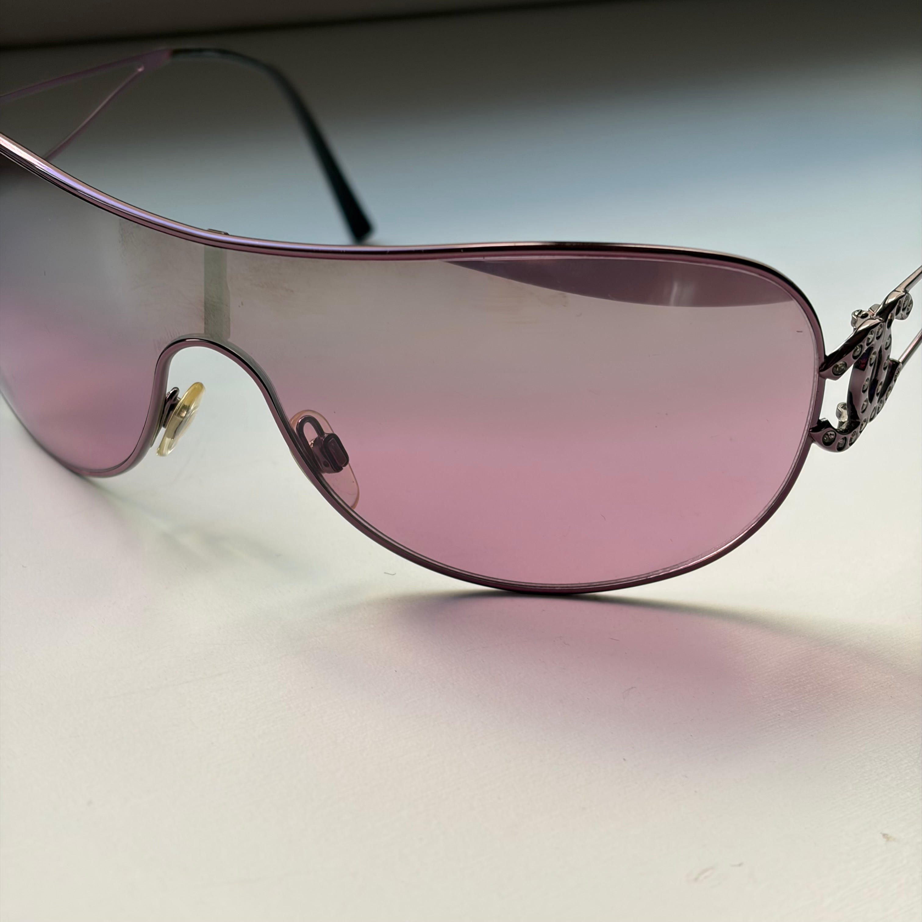 Chanel 2000s Pink Crystal Sunglasses